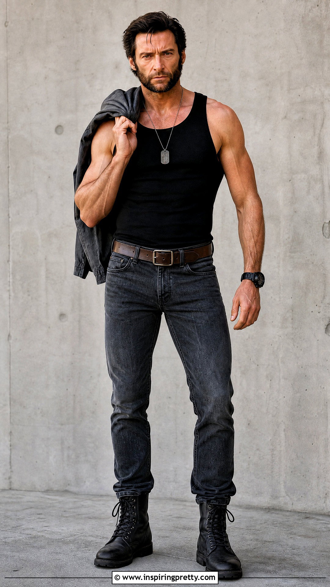 Wolverine Black Tank Top And Charcoal Jeans Outfit - 20 hugh jackman wolverine tank top outfit ideas