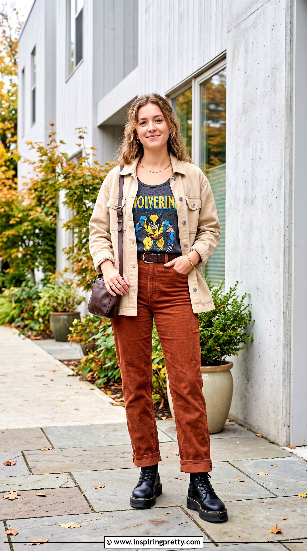 Wolverine Tank Top With Corduroy Pants And Shacket - 20 wolverine tank top outfit ideas