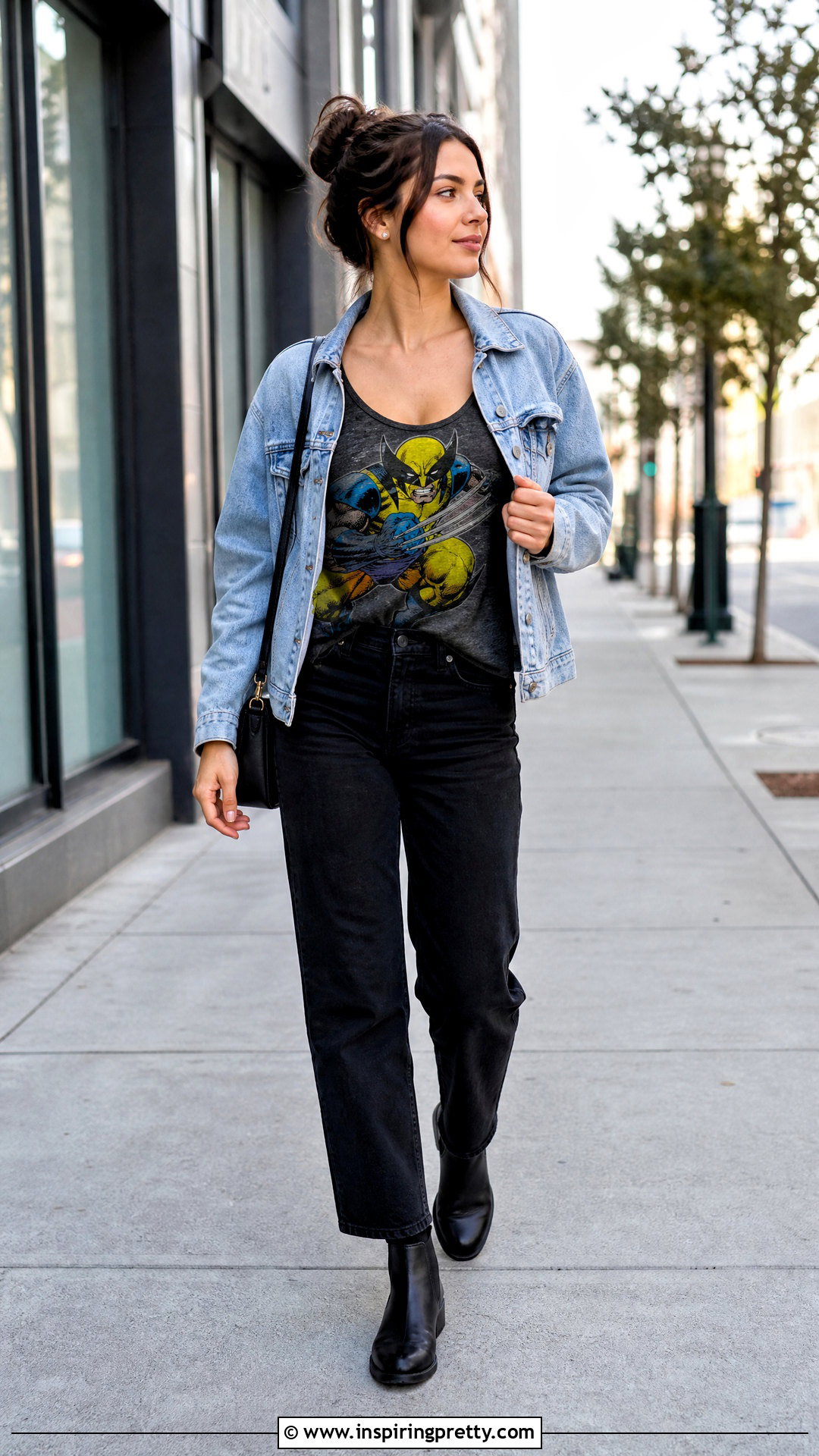 Wolverine Tank Top With Denim Jacket And Black Jeans - 20 wolverine tank top outfit ideas
