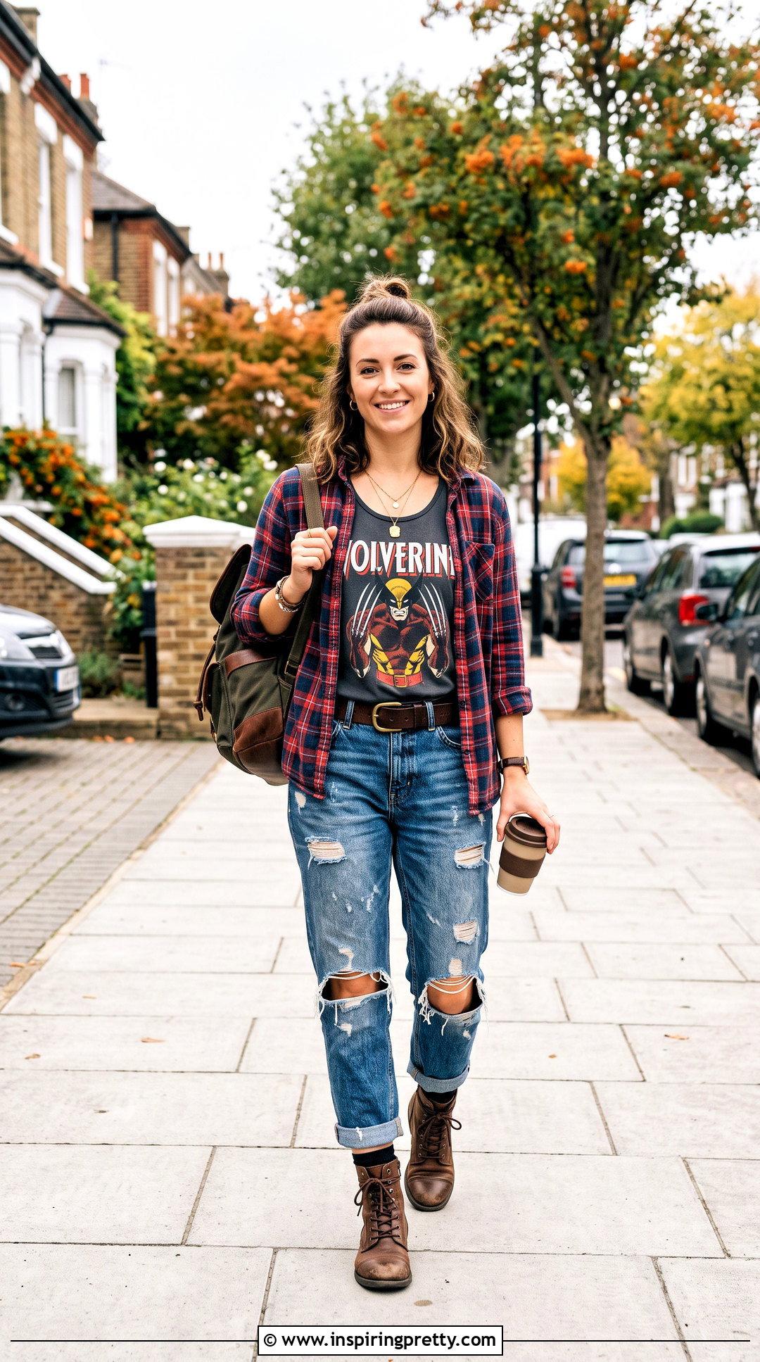 Wolverine Tank Top With Plaid Shirt And Ripped Jeans - 20 wolverine tank top outfit ideas