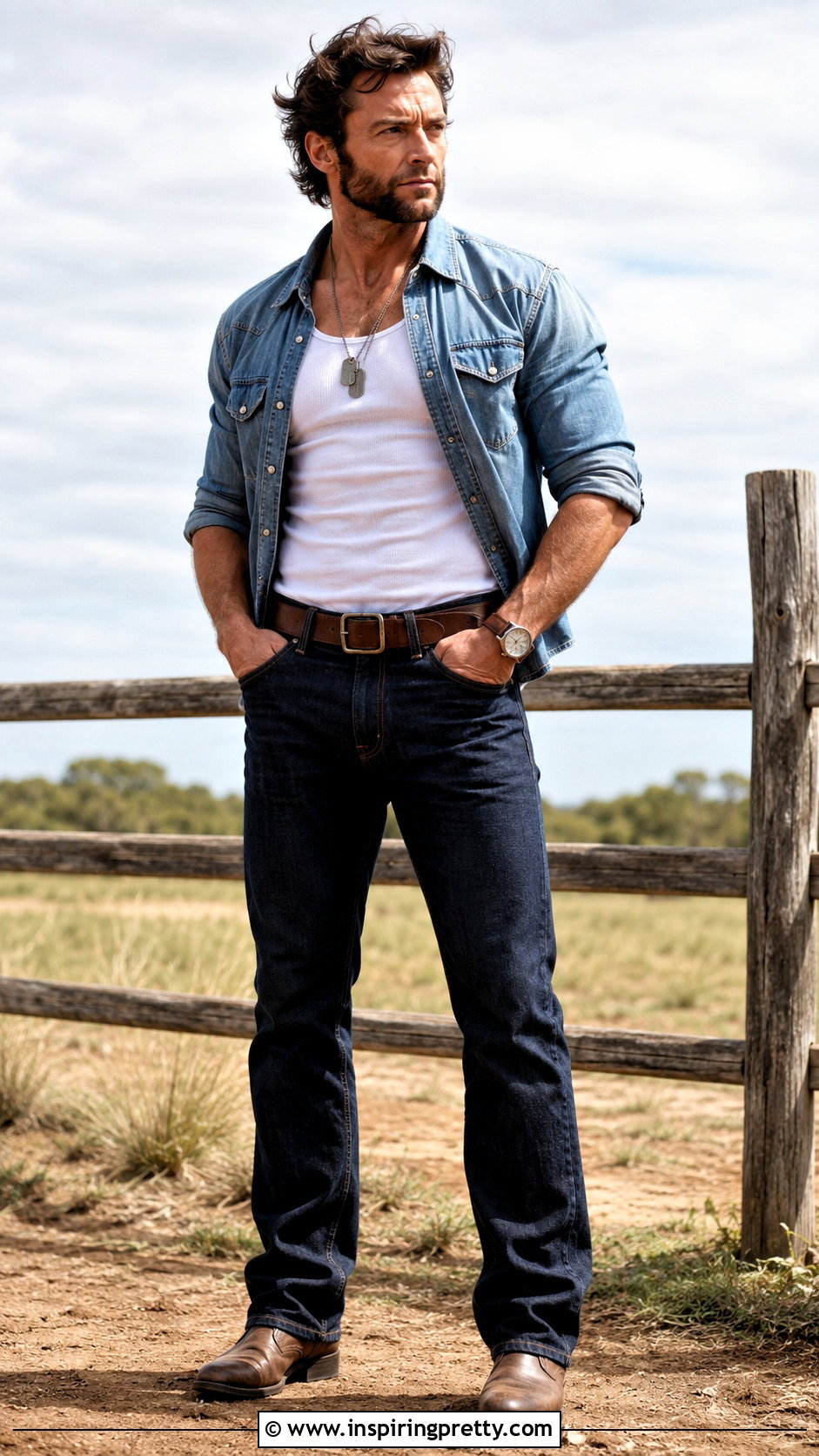 Wolverine White Tank Top And Western Shirt Outfit - 20 hugh jackman wolverine tank top outfit ideas