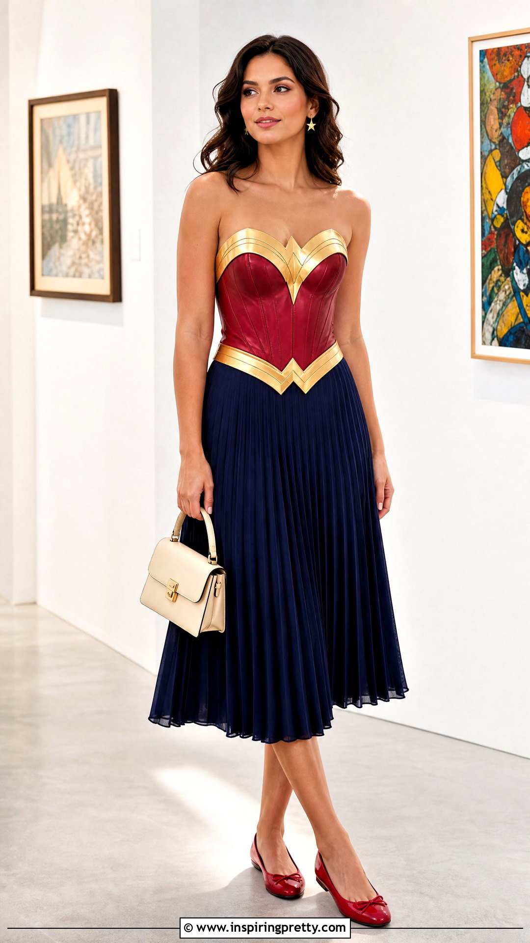 Wonder Woman Corset Top With Blue Pleated Midi Skirt - 25 wonder woman corset top outfit ideas