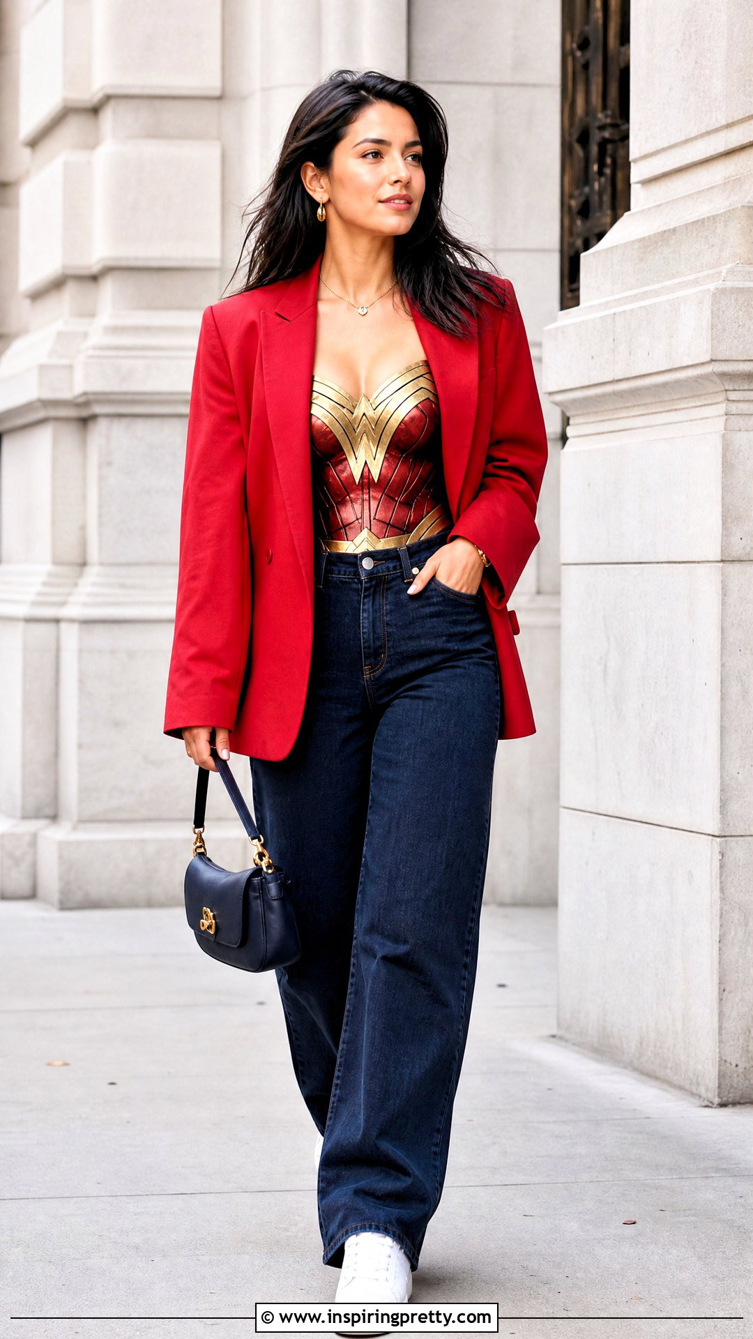 Wonder Woman Corset Top With Red Blazer And Jeans - 25 wonder woman corset top outfit ideas