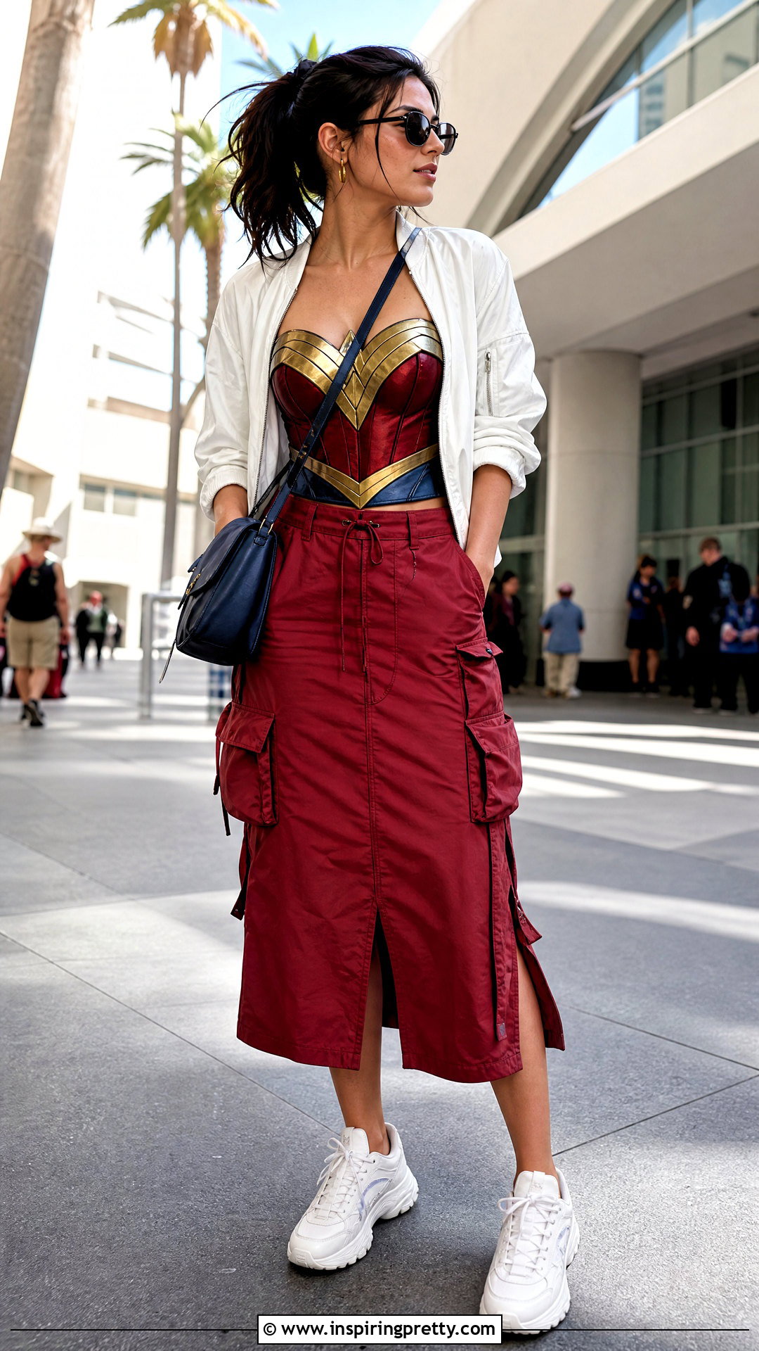 Wonder Woman Corset Top With Red Cargo Skirt - 25 wonder woman corset top outfit ideas