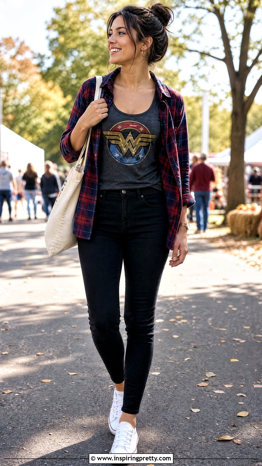 Wonder Woman Tank Top With A Flannel Shirt - 25 wonder woman tank top outfit ideas
