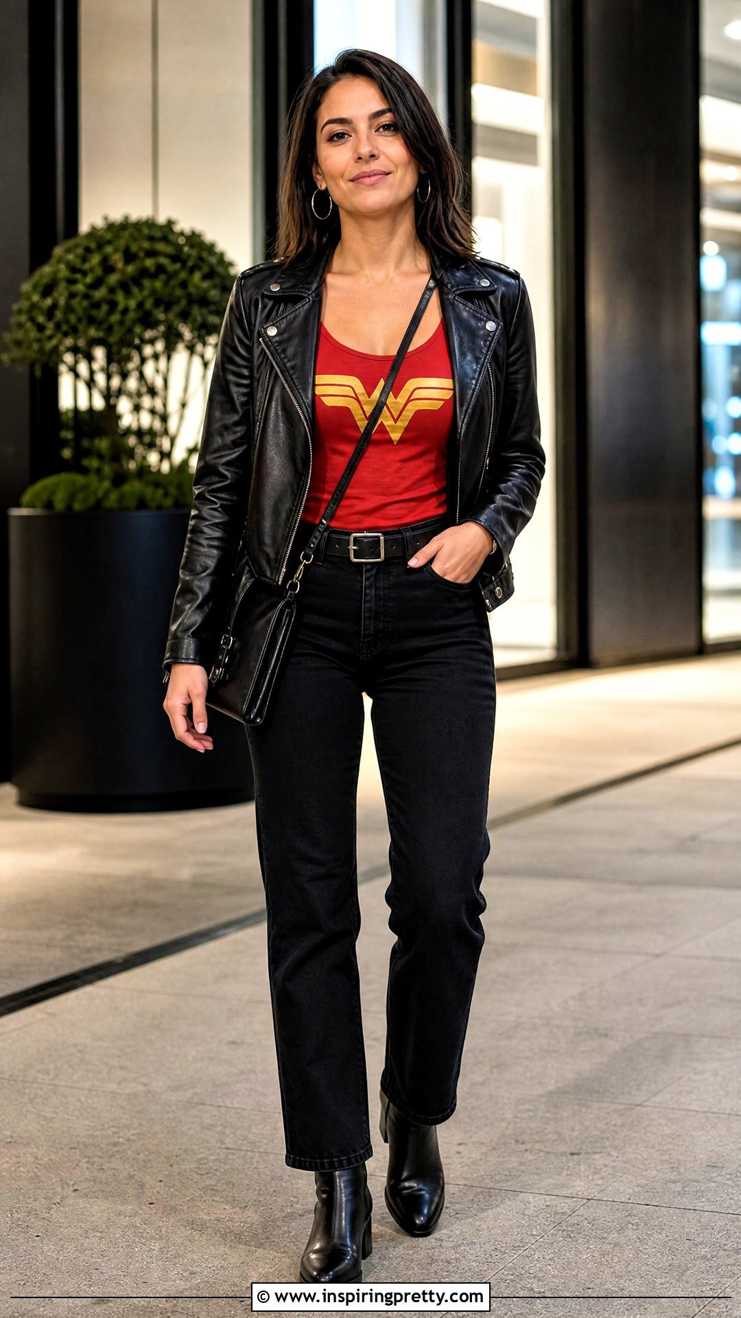 Wonder Woman Tank Top With A Leather Jacket - 25 wonder woman tank top outfit ideas