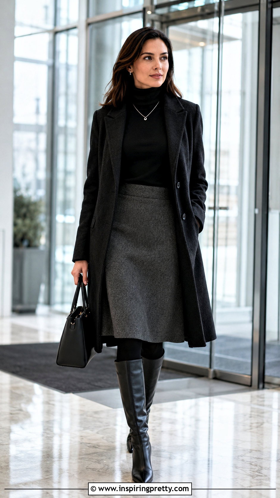 Wool Skirt And Turtleneck Top - 20 Professional Skirt And Top outfit ideas
