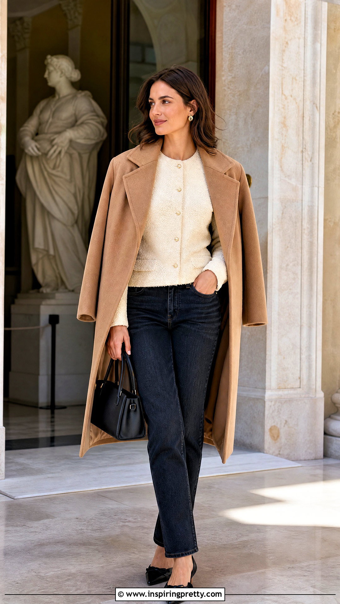 Woolen Boucle Top With Tailored Jeans - 50 woolen tops for women