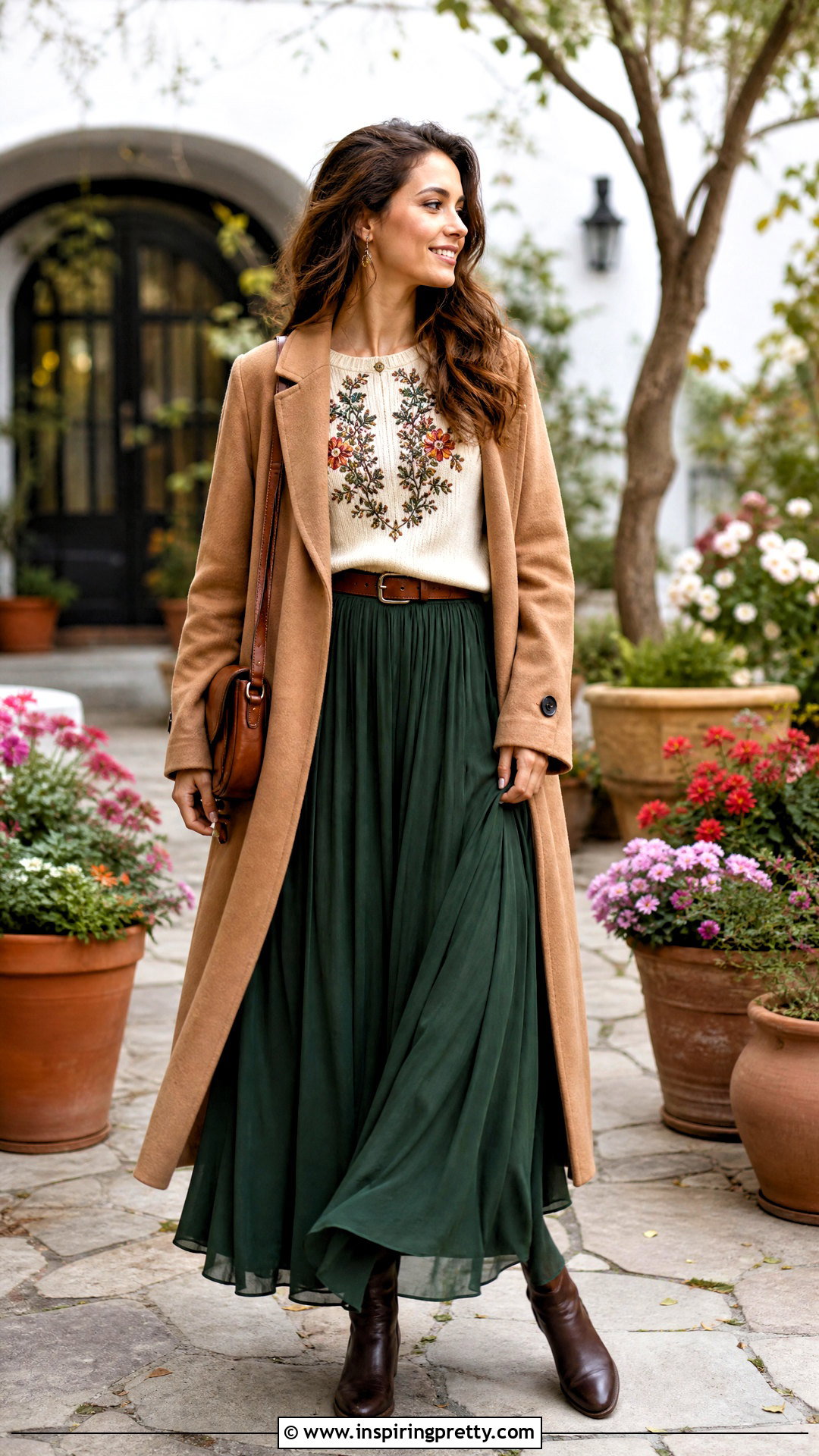 Woolen Embroidered Top With Maxi Skirt - 50 woolen tops for women