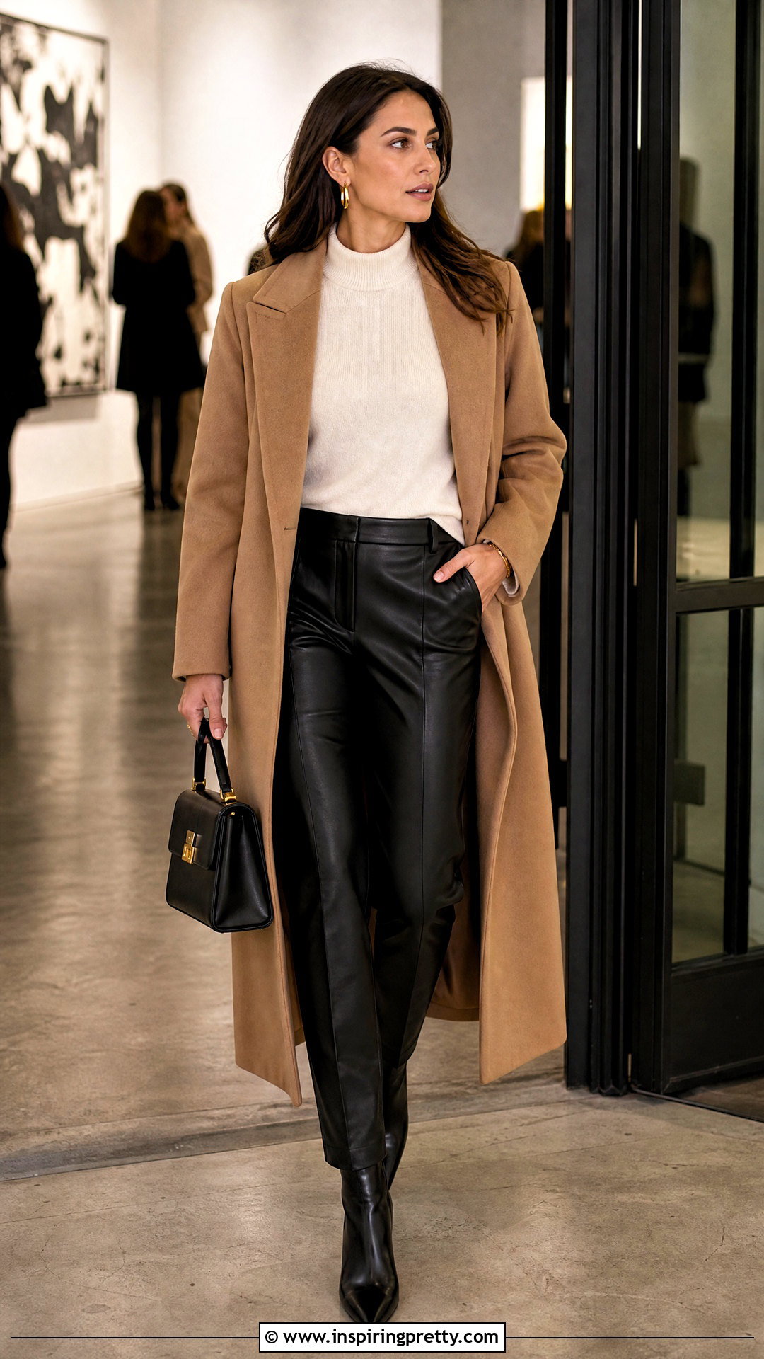 Woolen Mock Neck Top With Leather Pants - 50 woolen tops for women