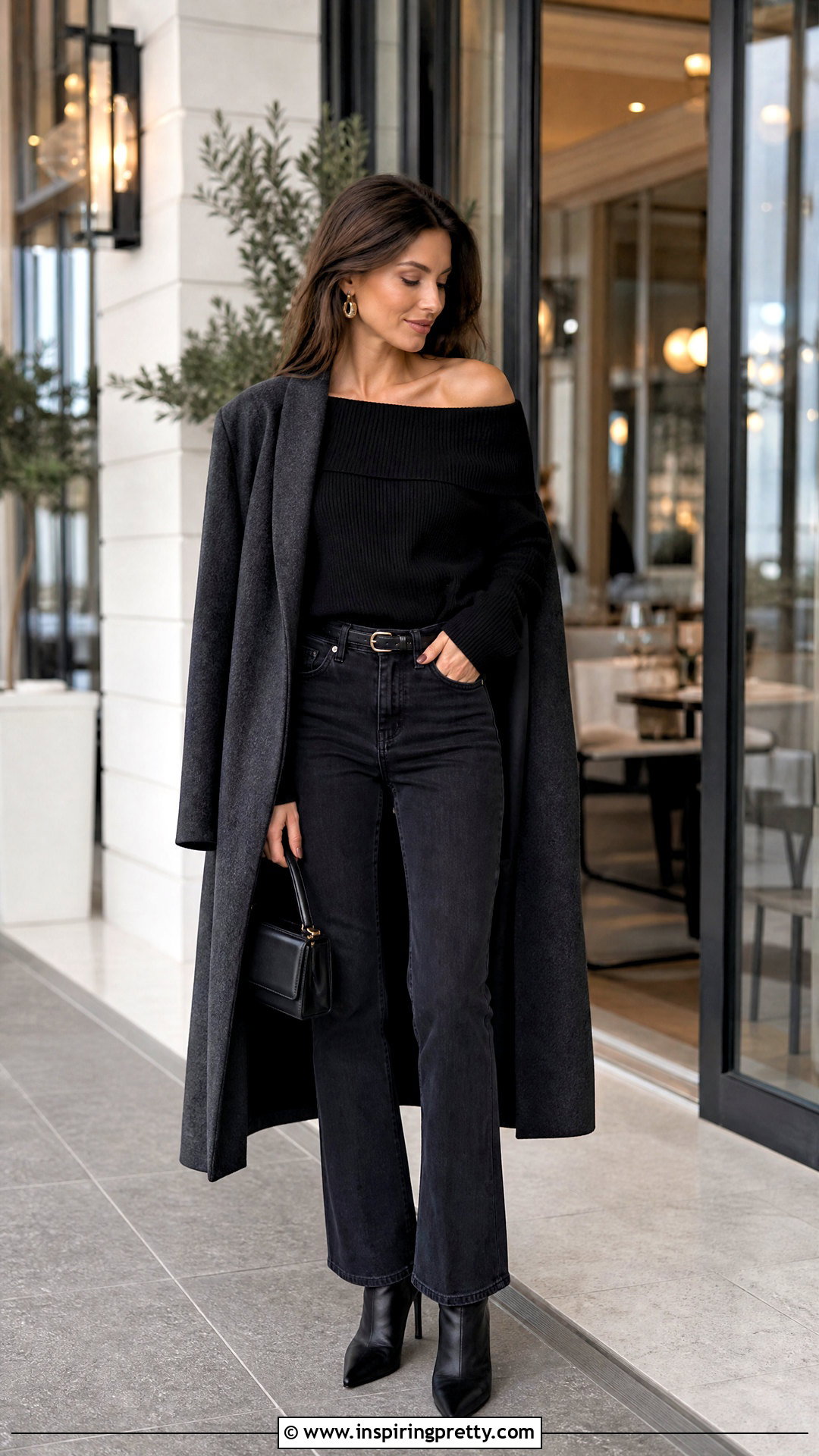 Woolen Off Shoulder Top With Tailored Jeans - 50 woolen tops for women