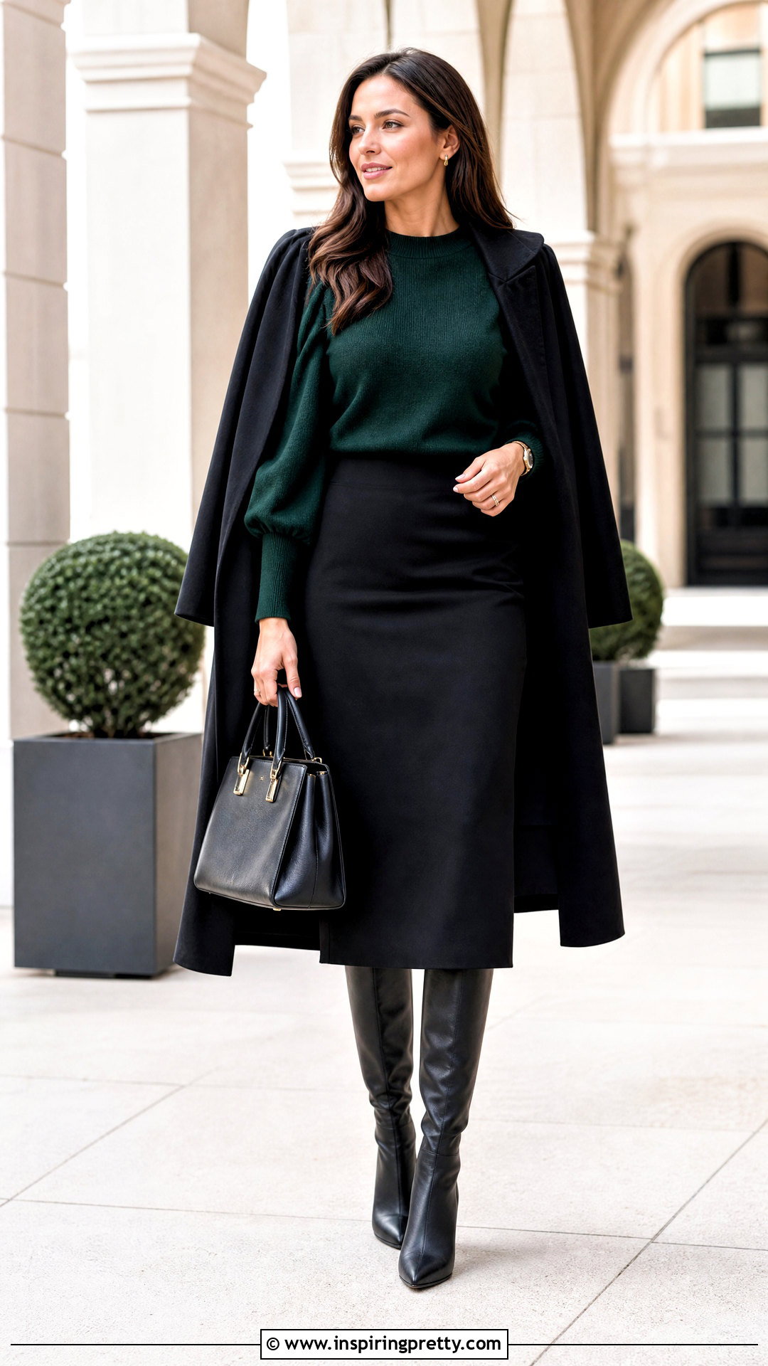 Woolen Puff Sleeve Top With Straight Skirt - 50 woolen tops for women