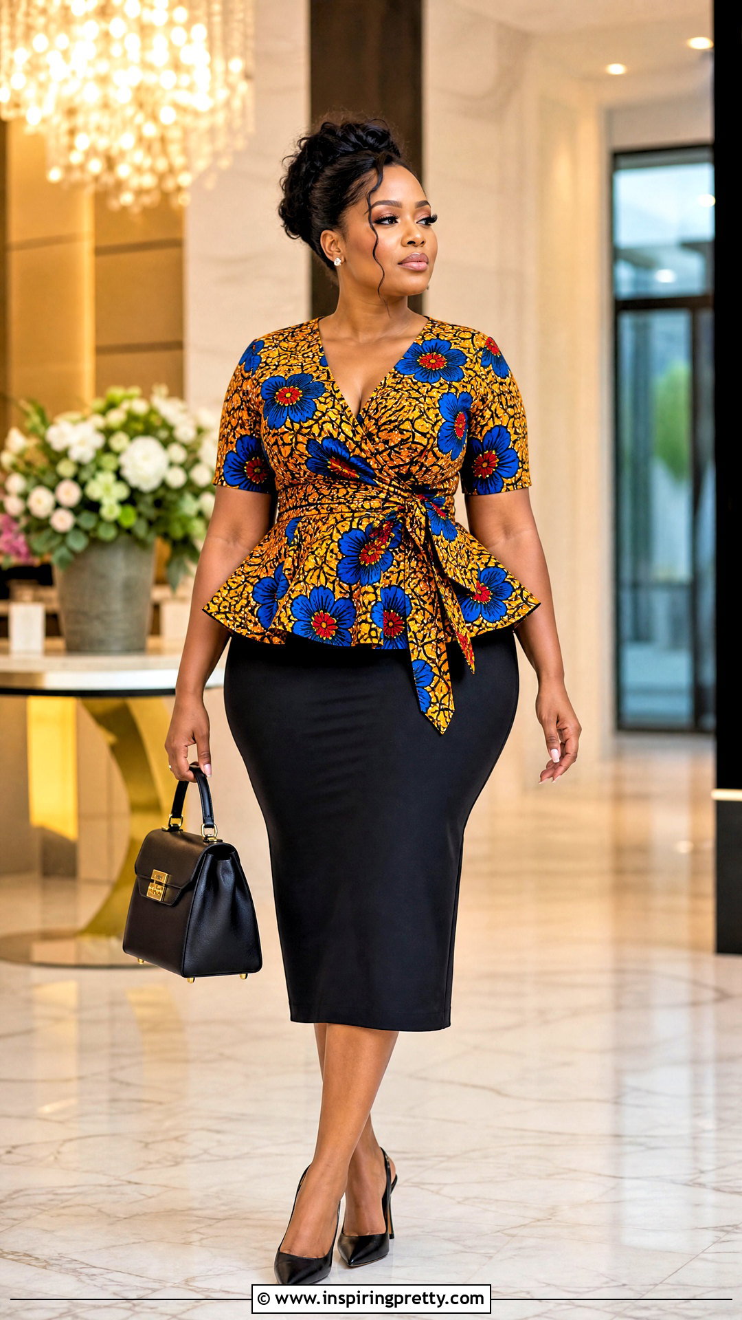 Wrap Ankara Peplum Top With Pencil Skirt - 20 pepulam tops ankara ideas