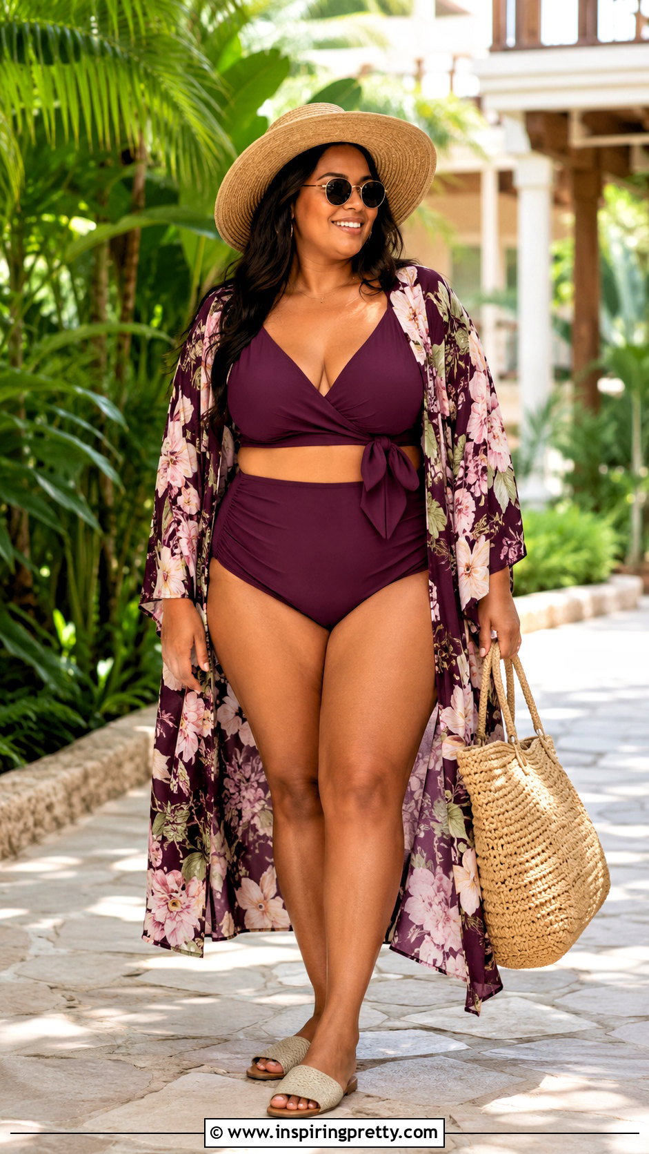 Wrap Around Swimsuit Top With High Waisted Bottoms And Kimono - 20 Wrap Around Swimsuit Top outfit ideas