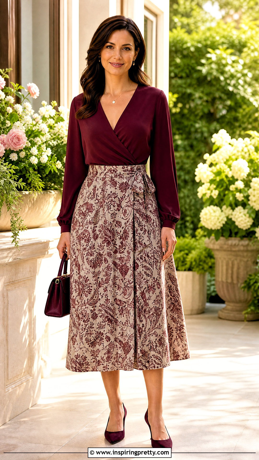 Wrap Blouse With Midi Skirt - 50 tops for women