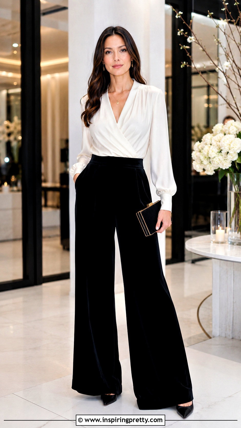 Wrap Blouse With Velvet Pants - 25 tops for velvet pants