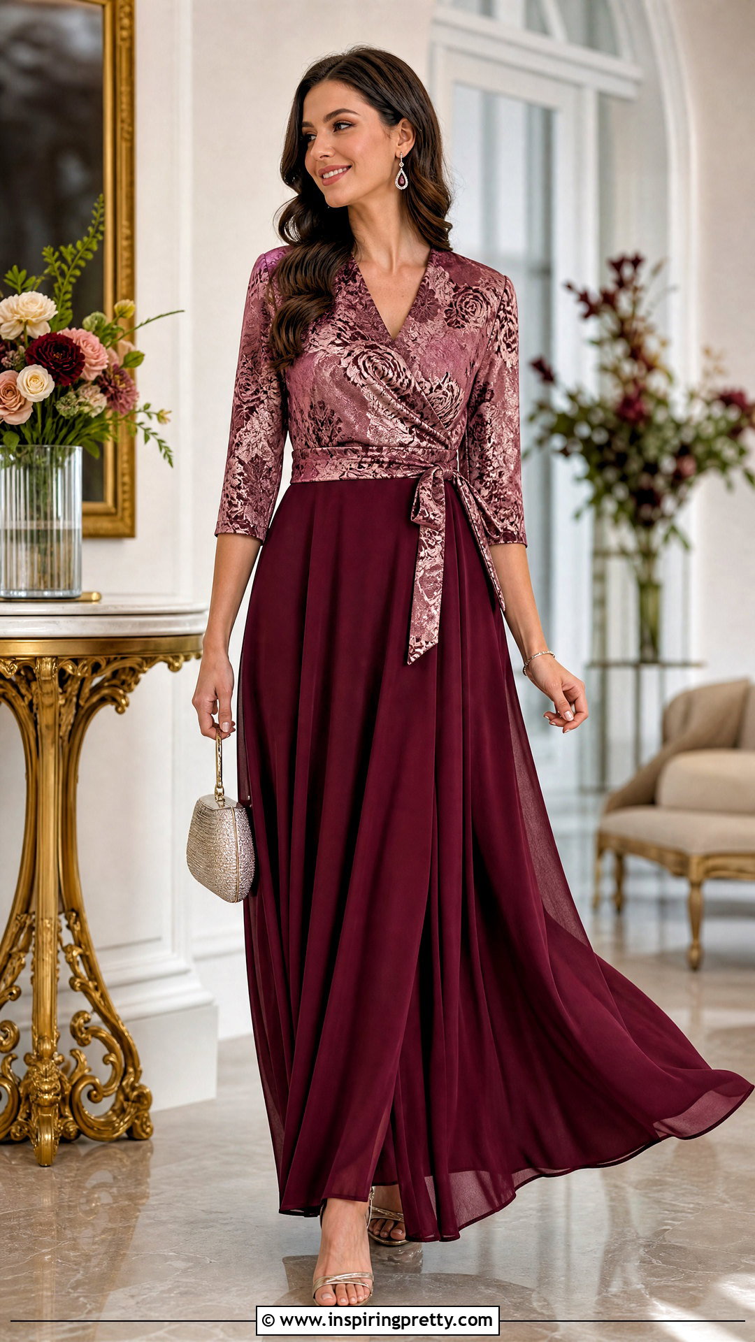 Wrap Brocade Top With Maxi Skirt - 50 brocade top designs