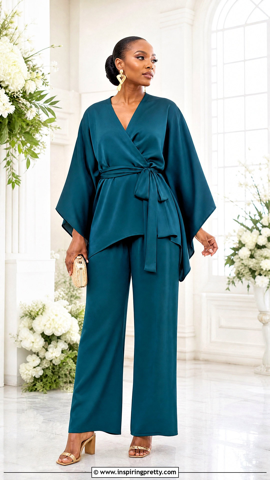 Wrap Bubu Top With Flowy Pants - 50 bubu top style ideas