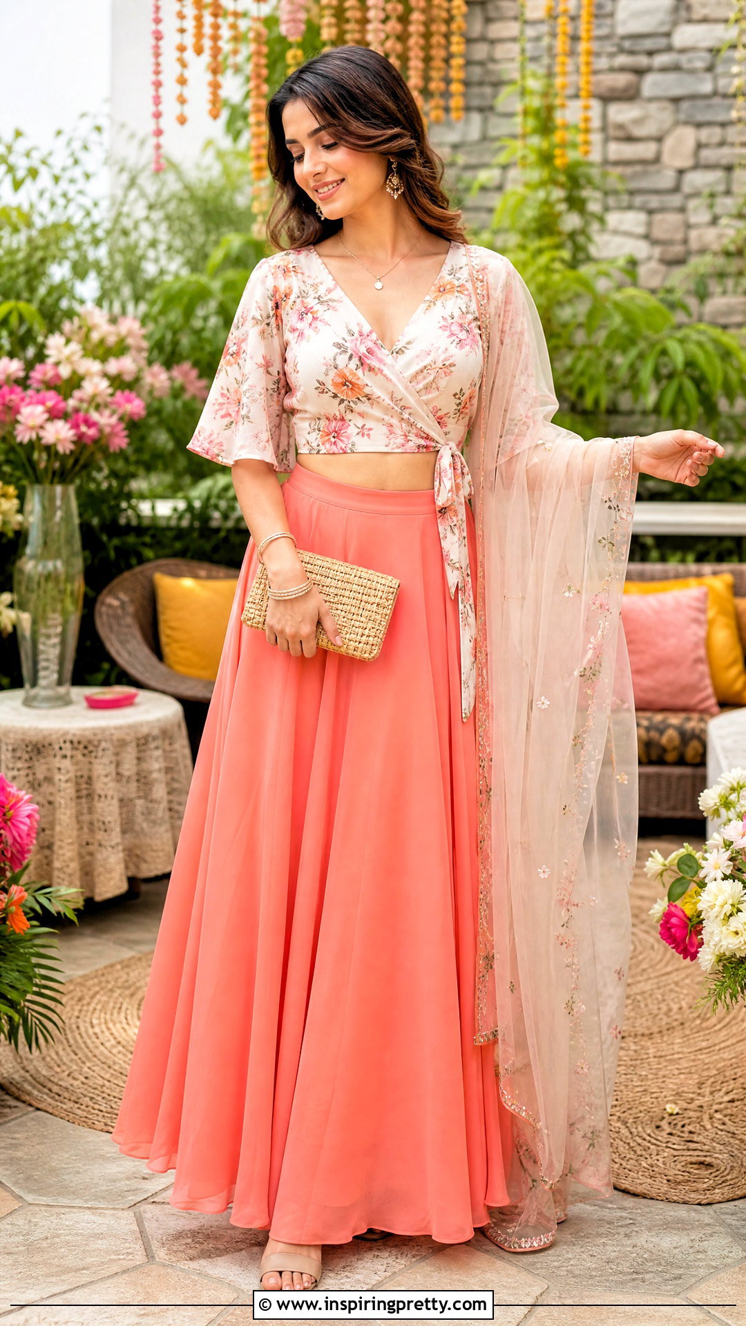 Wrap Crop Top Lehenga - 50 Crop Top Designs For Lehenga Ideas