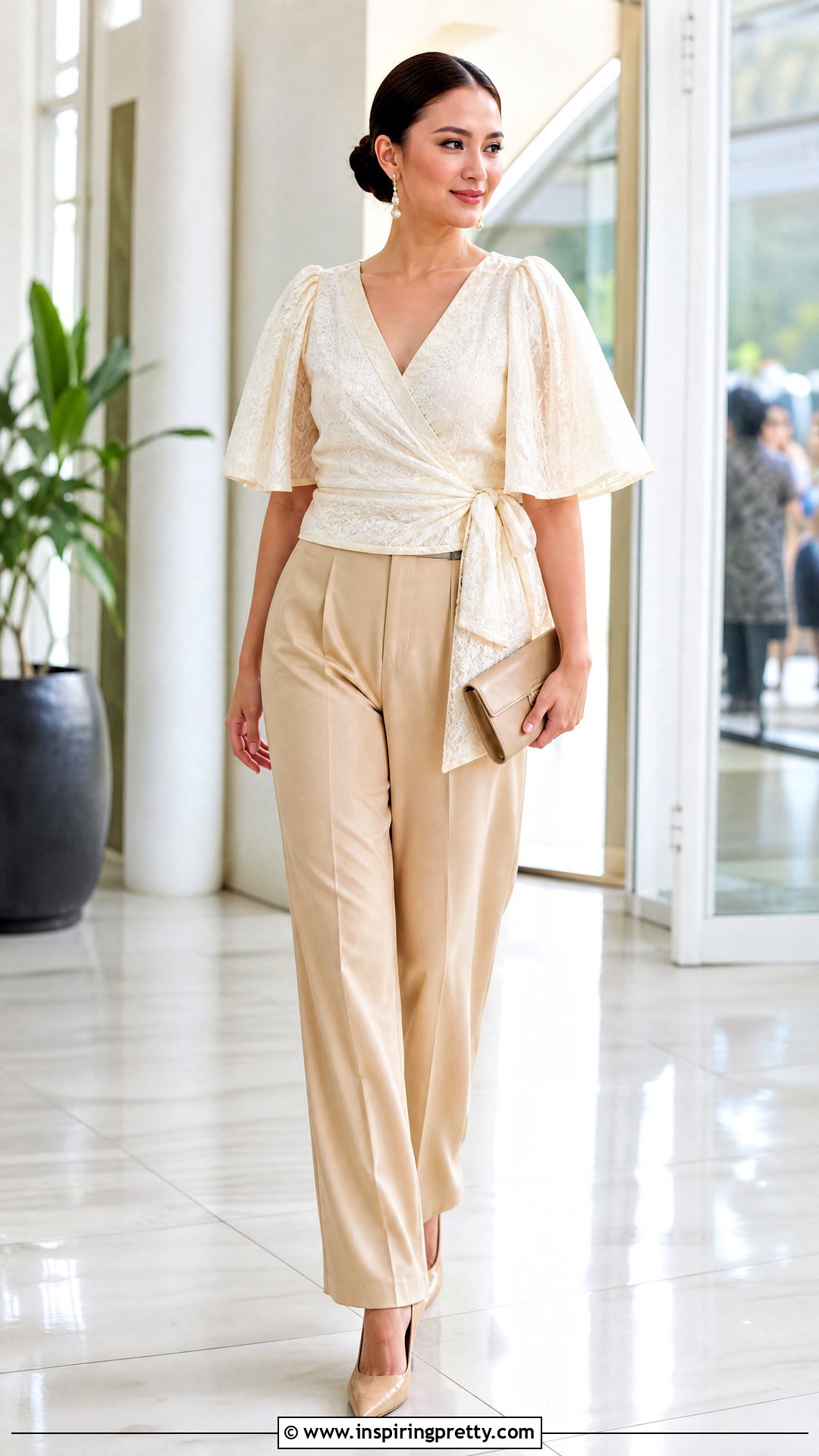 Wrap Filipiniana Top With Pleated Trousers - 50 modern filipiniana top and pants