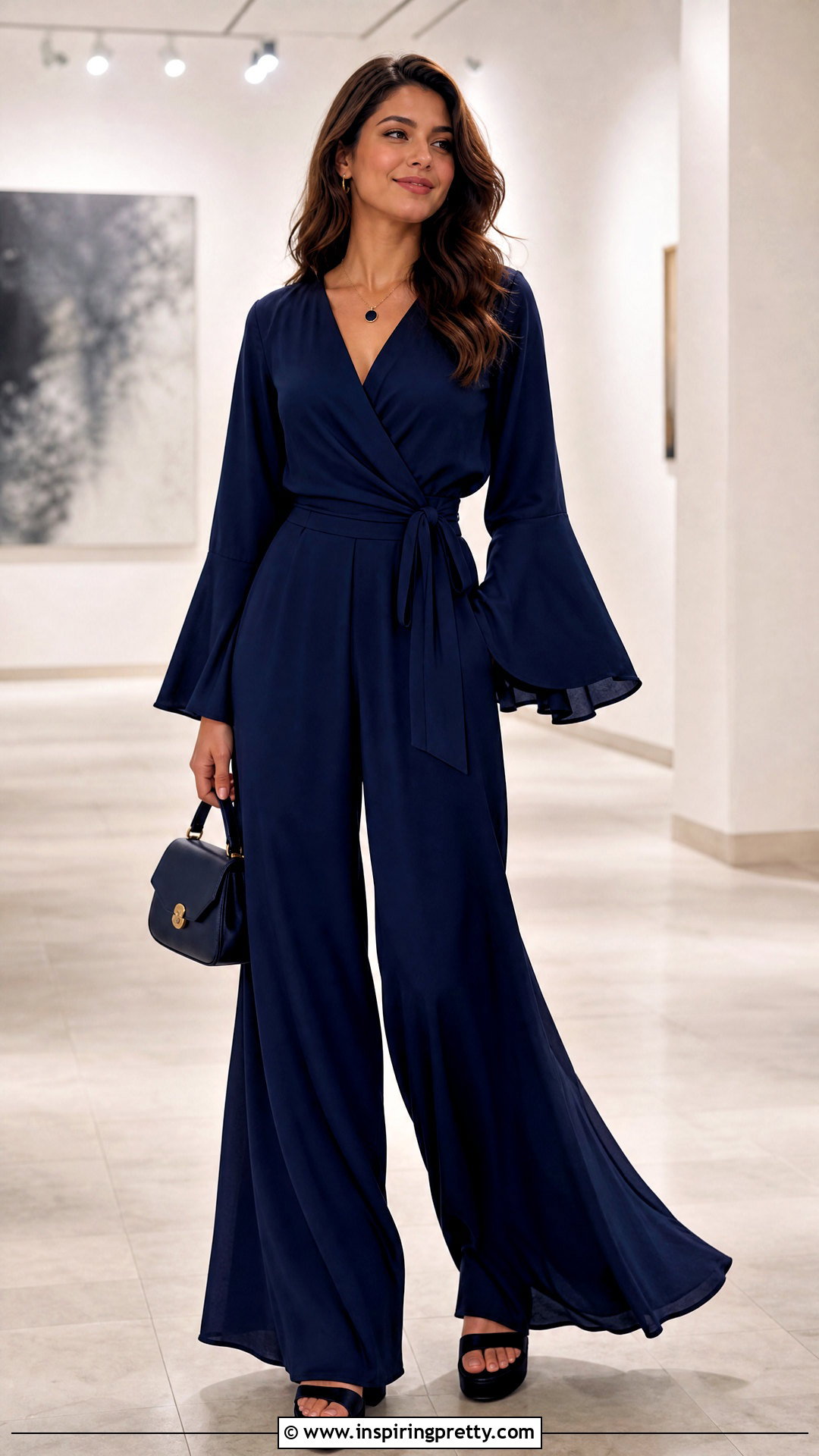 Wrap Flared Sleeve Top With Palazzo Pants - 50 flared sleeves tops