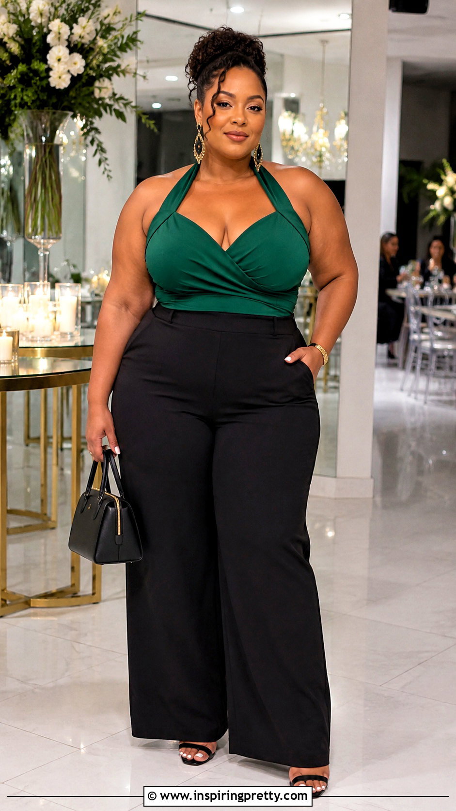 Wrap Halter Top With Wide Leg Pants - 50 top halter outfits