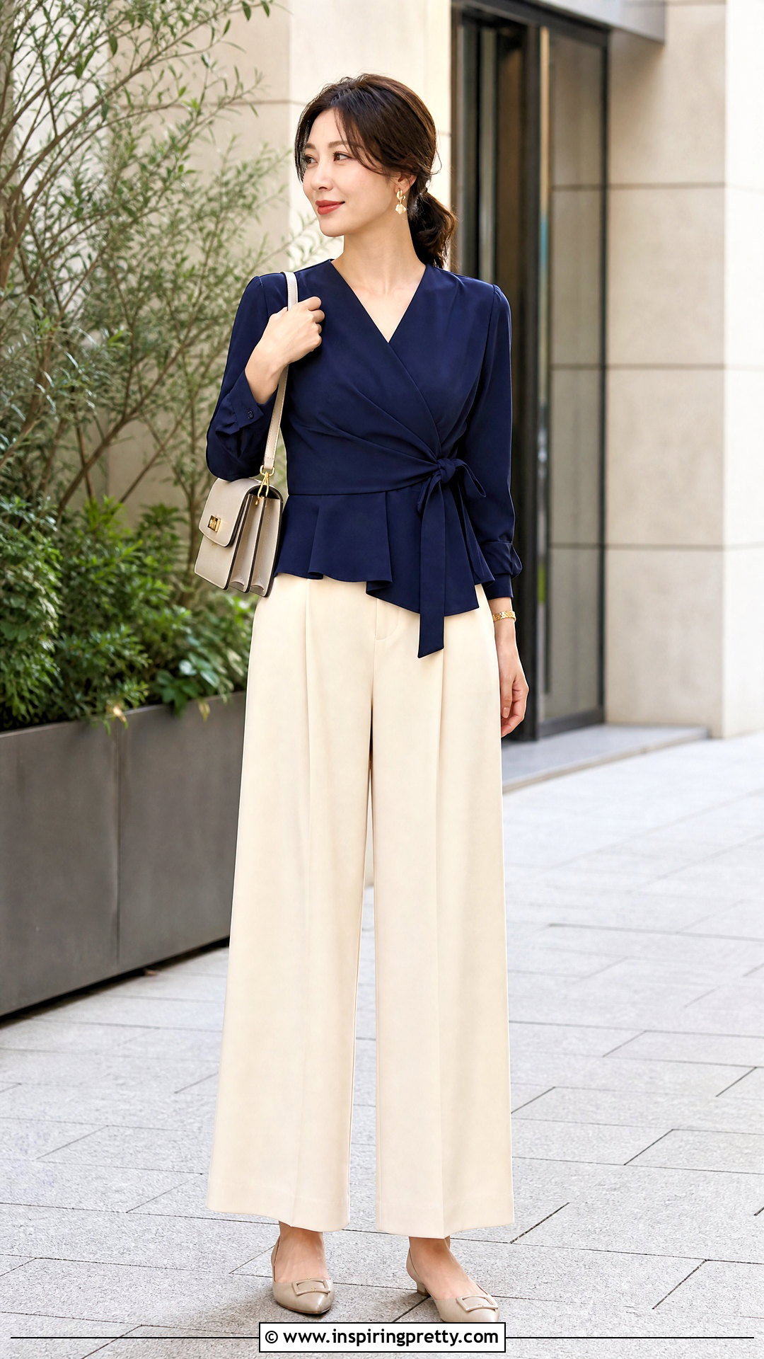 Wrap Peplum Top With Palazzo Pants - 50 peplum top with plazo outfit ideas