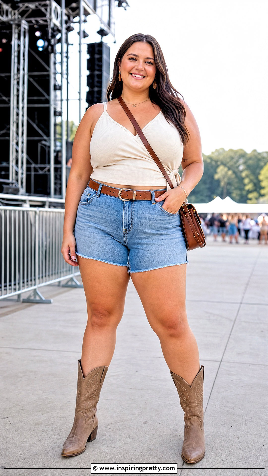 Wrap Tank Top Relaxed Shorts And Wide Fit Cowboy Boots - 20 Tank Top Shorts Cowboy Boots
