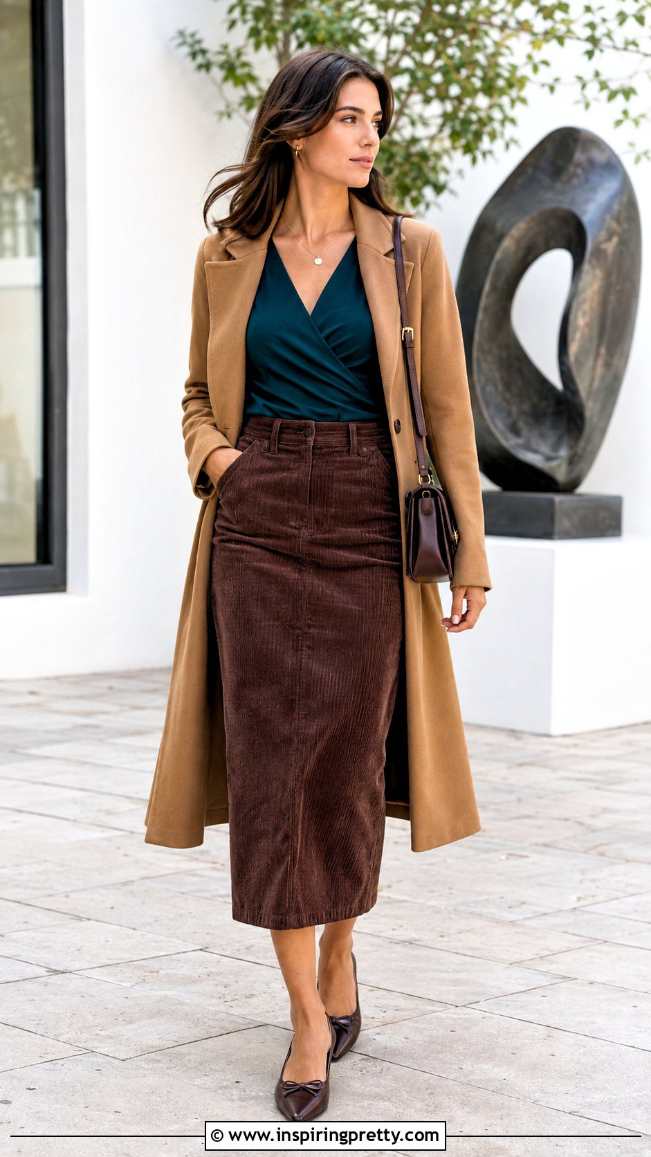 Wrap Top And Corduroy Skirt Outfit - 25 tops to wear with corduroy skirts