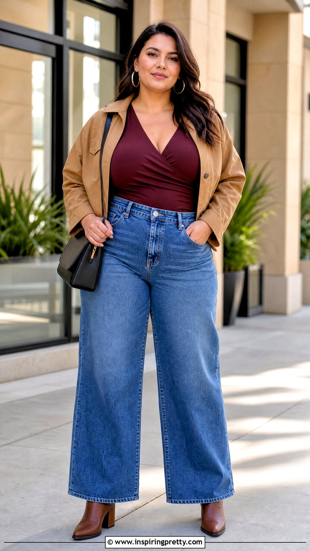 Wrap Top And Wide Leg Jeans Plus Size Outfit - 50 stylish top outfit ideas