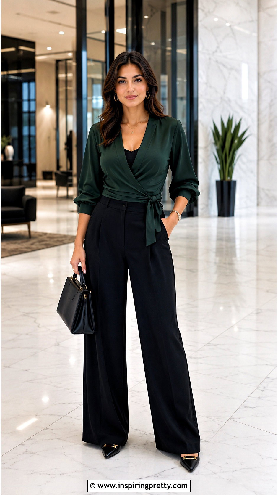 Wrap Top And Wide Leg Pants Outfit - 50 top ideas