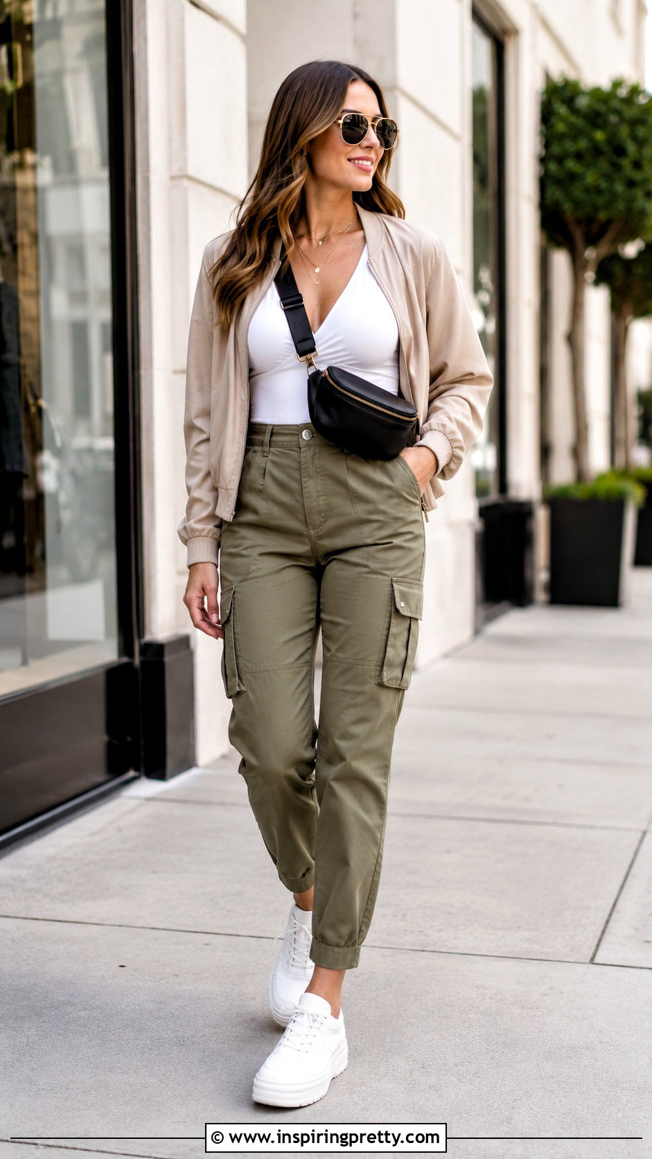 Wrap Top Bodysuit With Cargo Pants - 20 wrap top bodysuit outfit ideas