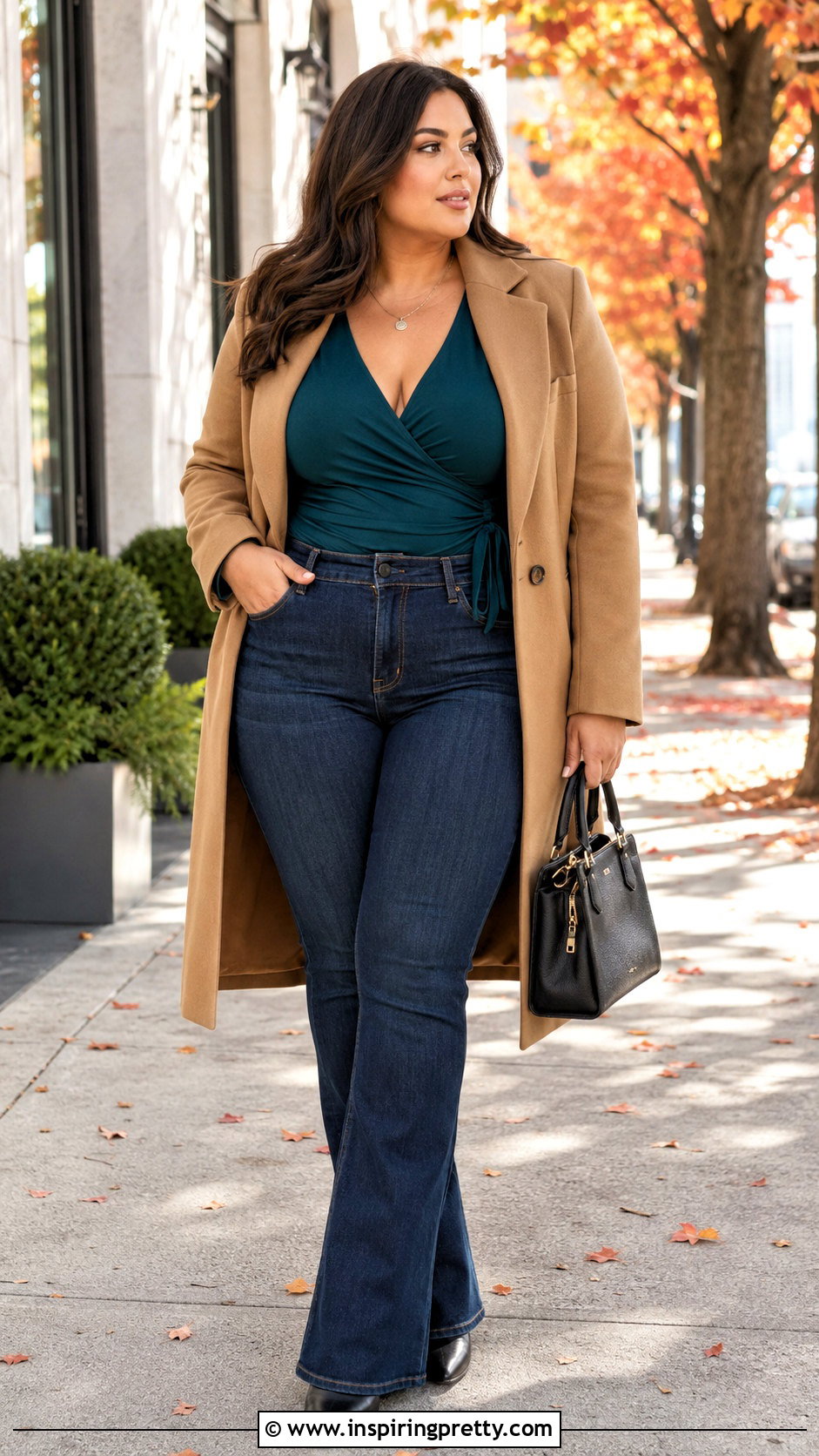 Wrap Top With Bootcut Jeans - 20 Stylish Tops For Fall Outfits