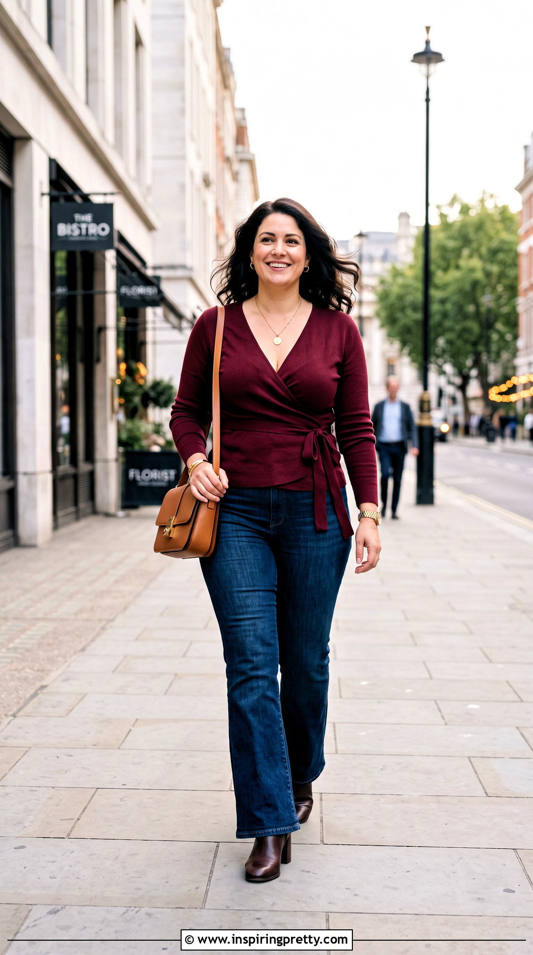 Wrap Top With Flared Jeans - 50 chic tops outfit ideas