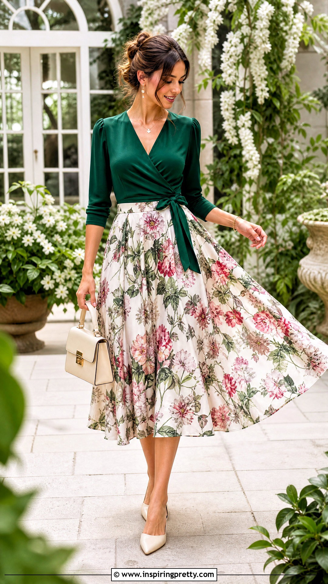 Wrap Top With Full Midi Skirt - 50 wrap top outfit ideas