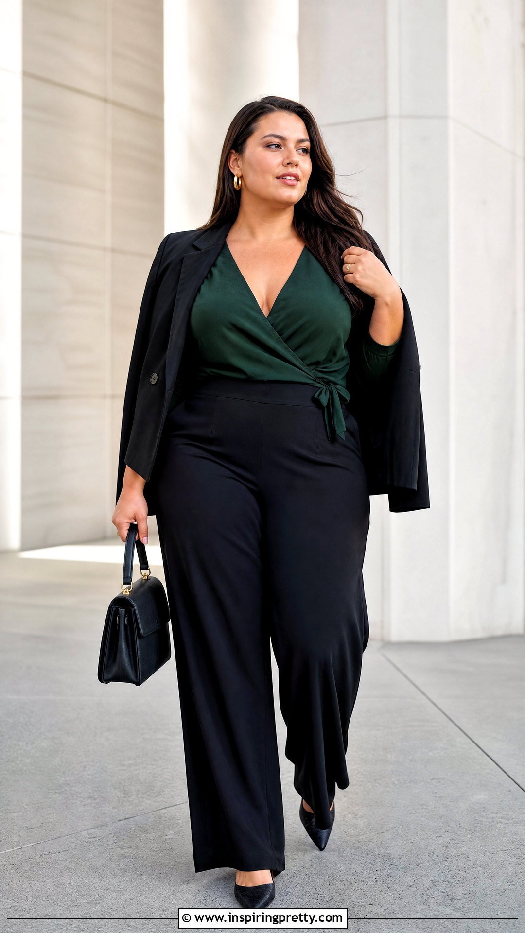 Wrap Top With Wide Leg Pants Outfit - 50 aesthetic tops outfit ideas
