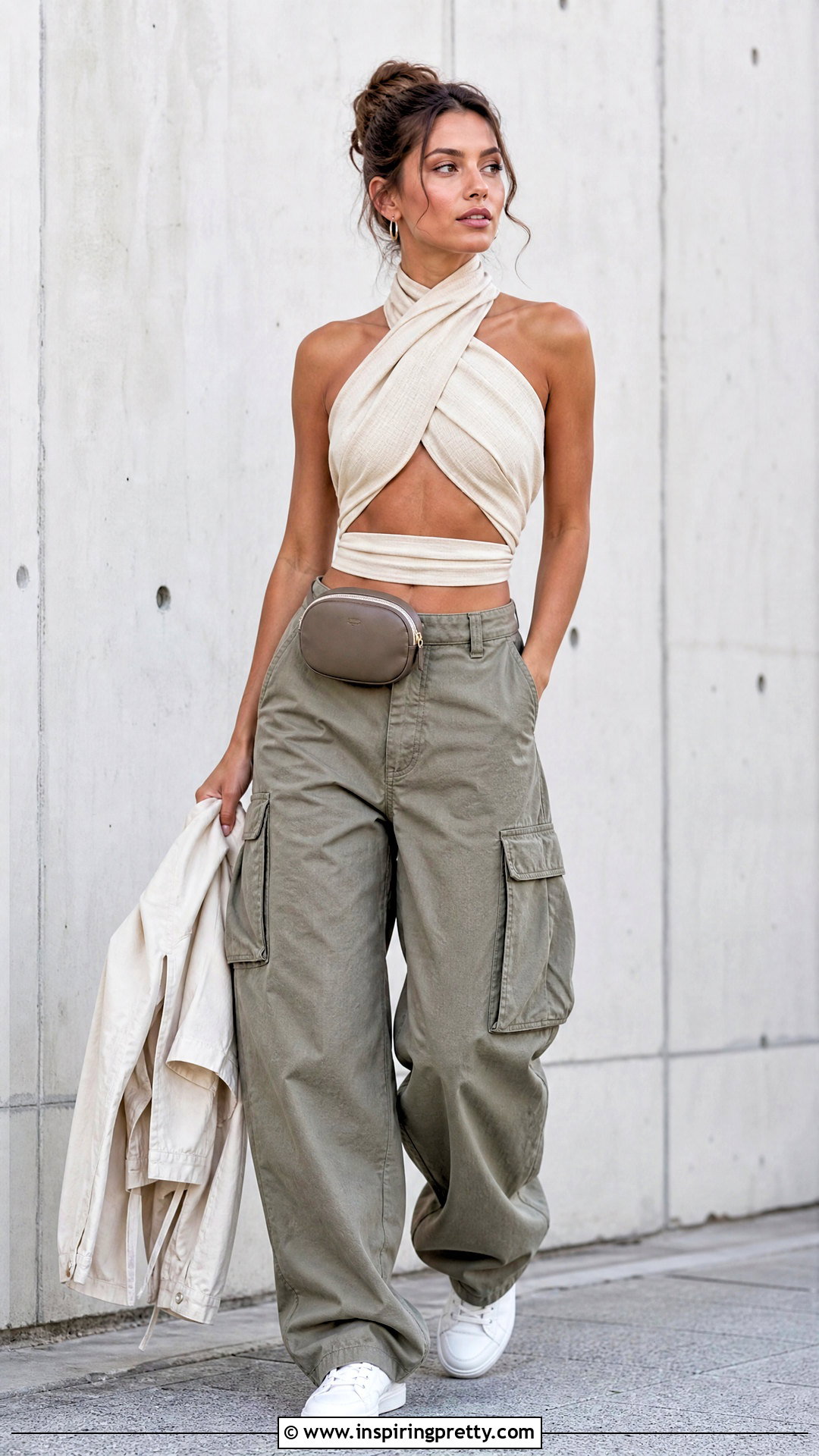 Wraparound Scarf Top With Cargo Pants - How To Tie A Long Scarf Into A Top (20 Ways)