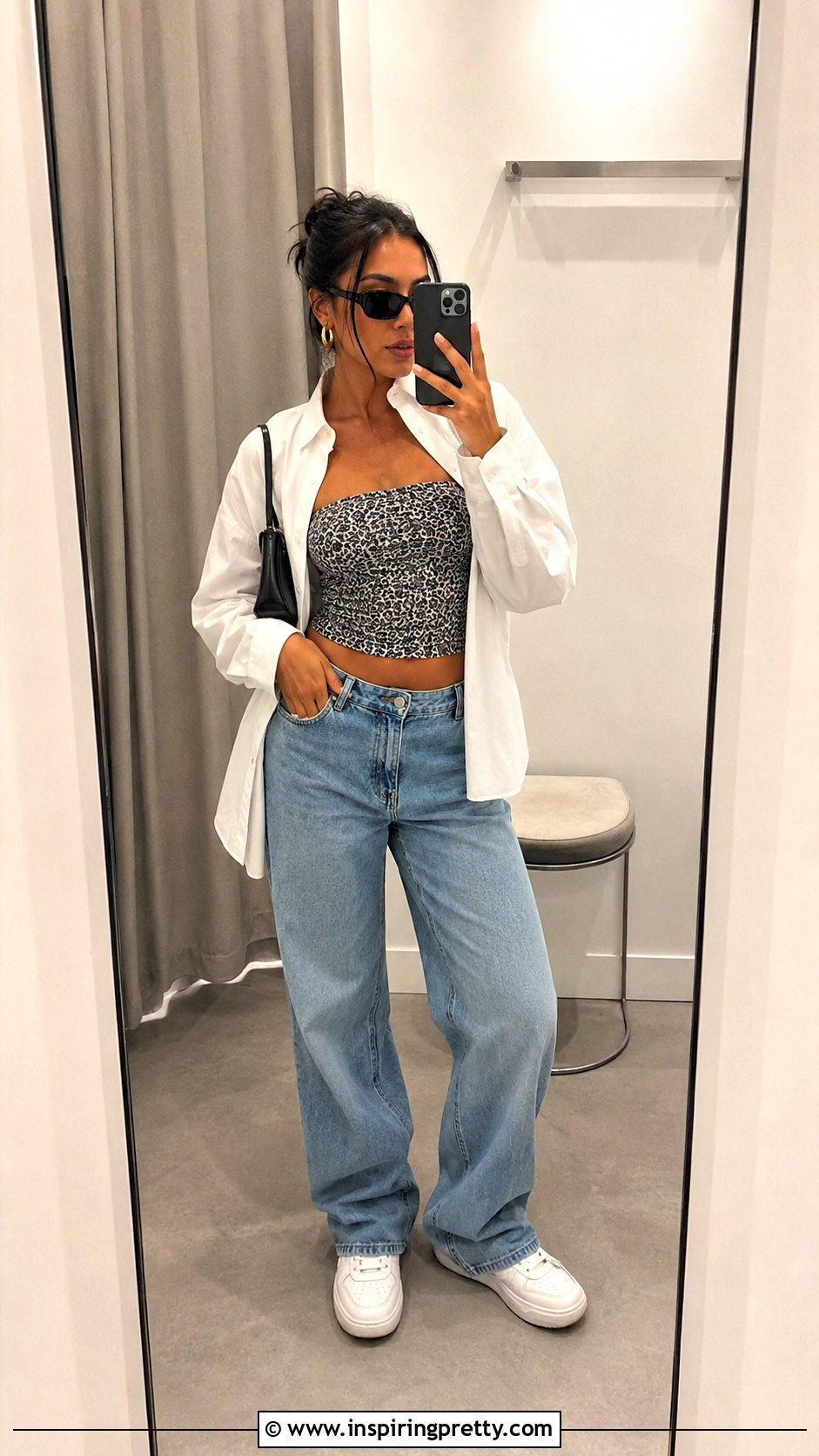 XOXO Tube Top With Baggy Jeans - 20 Xoxo Tops outfit ideas