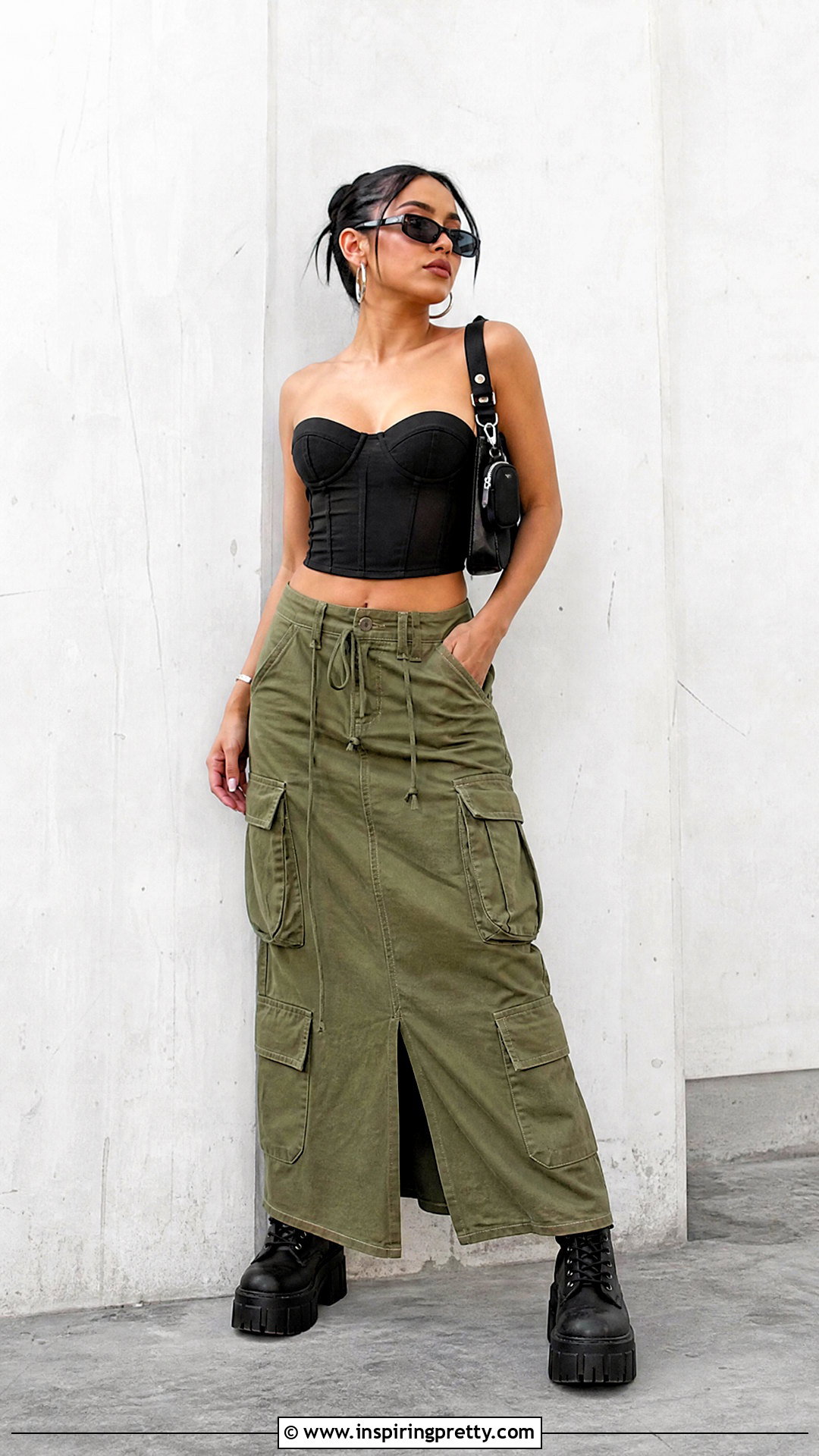 Y K Bustier Crop Top With Cargo Skirt - 50 y2k crop top outfit ideas
