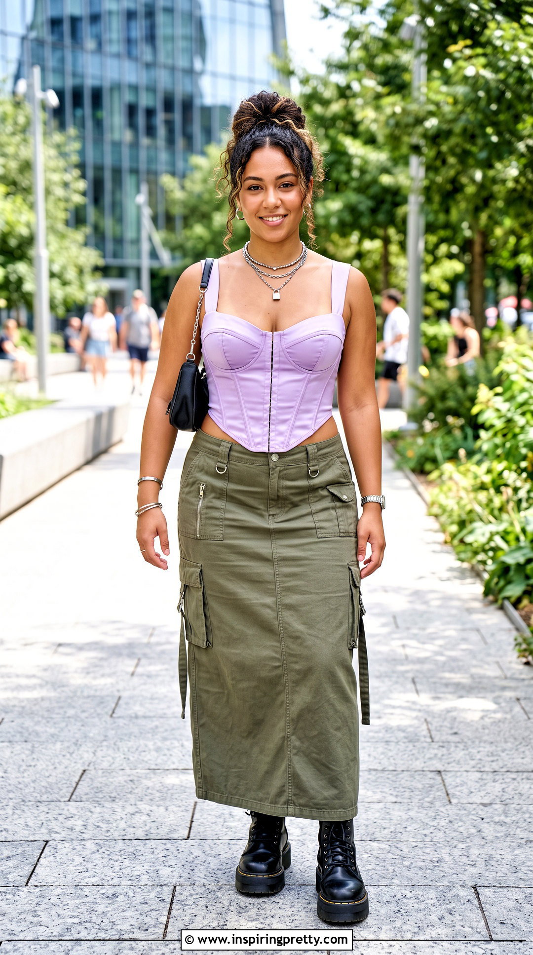 Y K Corset Top And Cargo Maxi Skirt Outfit - 50 y2k tops outfit ideas