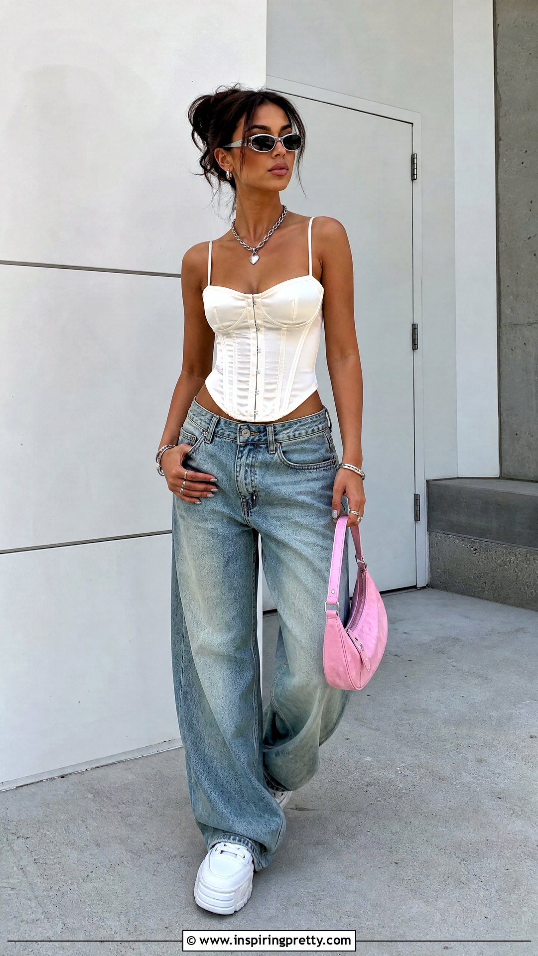 Y K Corset Top With Baggy Jeans - 25 y2k outfits corset tops