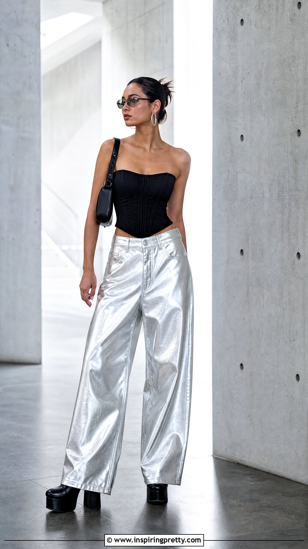 Y K Corset Top With Metallic Pants - 25 y2k outfits corset tops