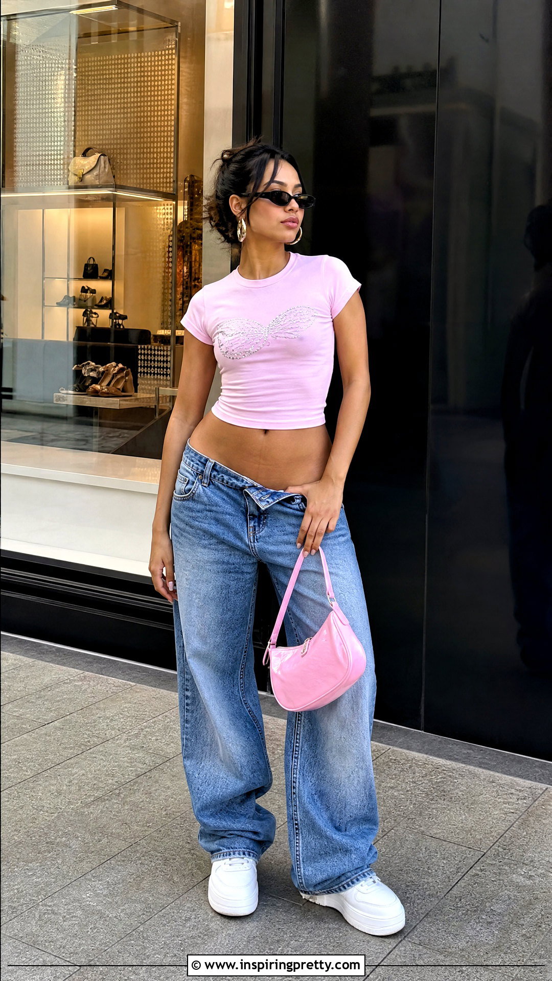 Y K Crop Top With Low Rise Jeans - 50 y2k crop top outfit ideas