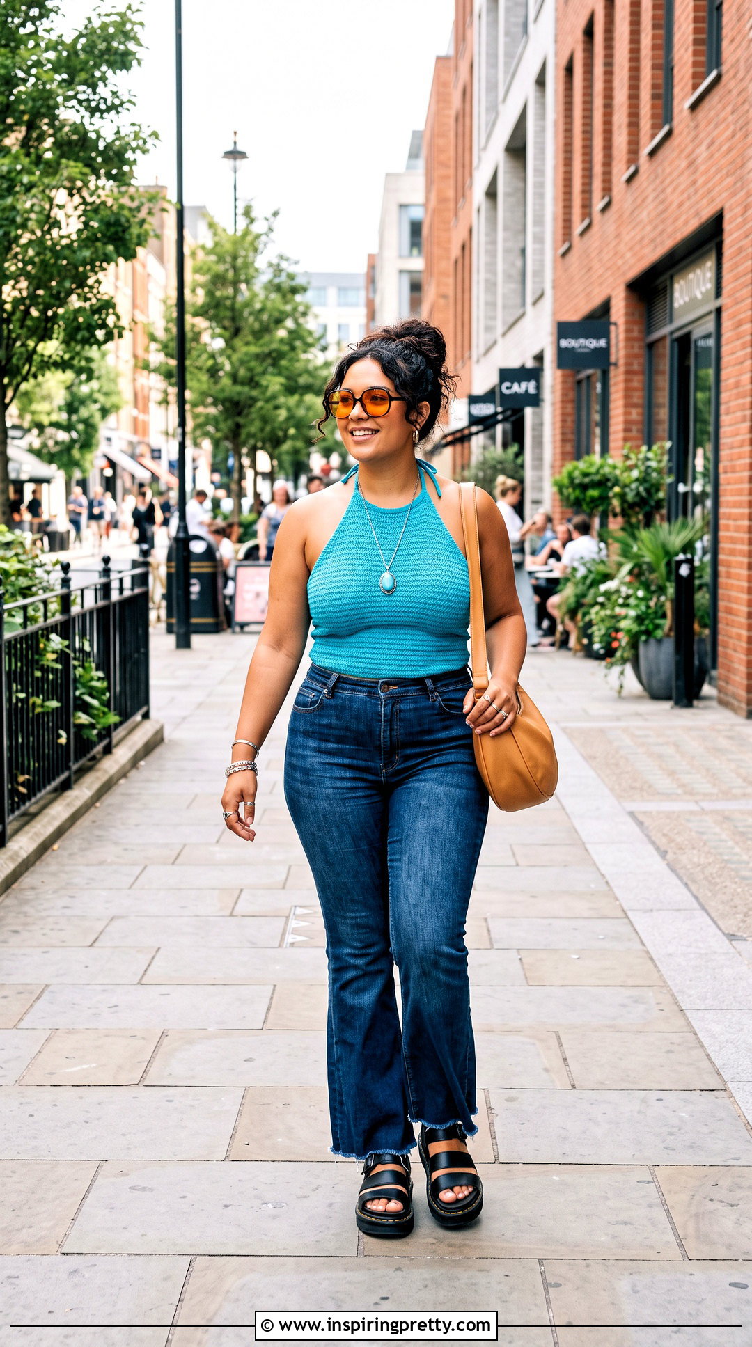 Y K Halter Top With Flare Jeans - 50 y2k halter top outfit ideas