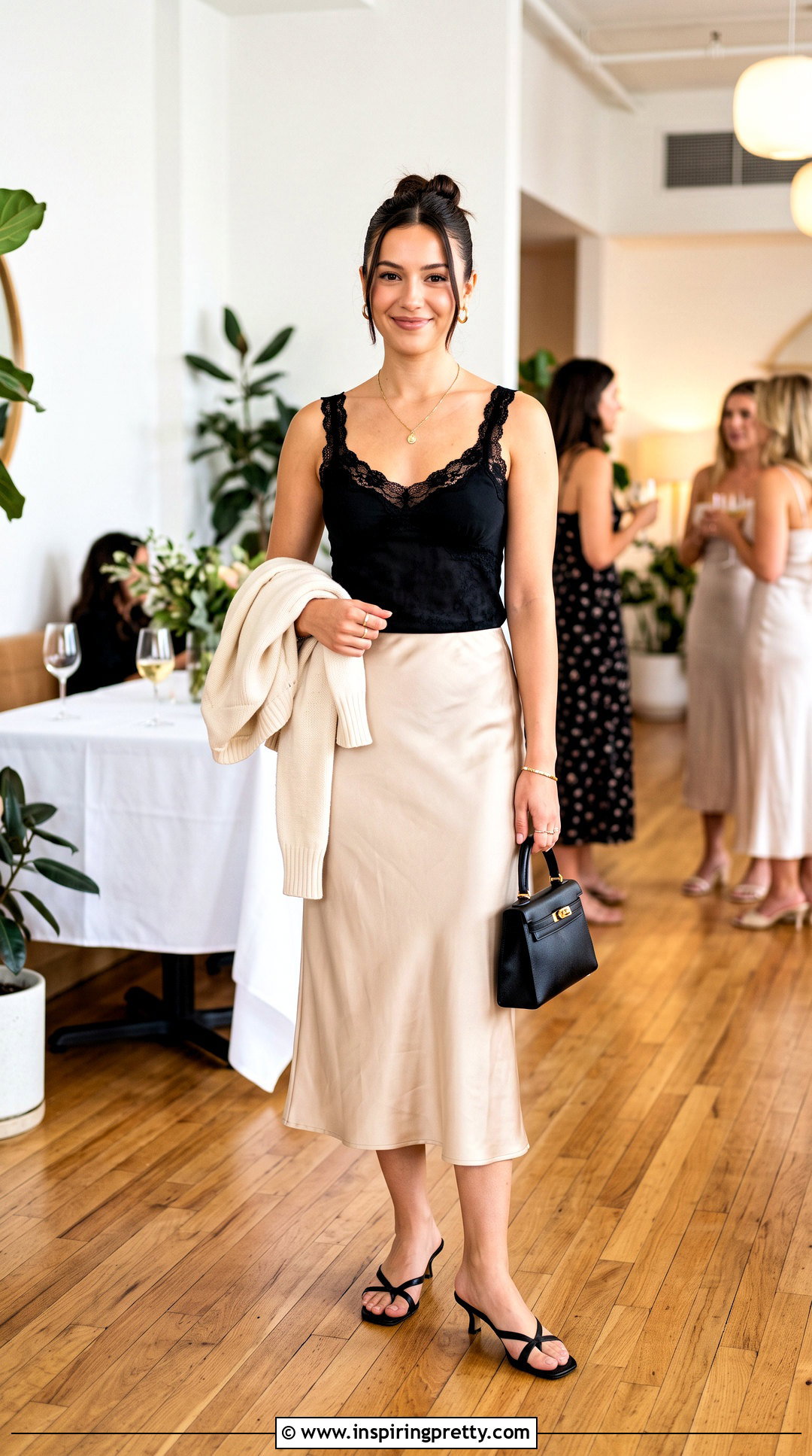 Y K Lace Trim Top And Satin Midi Skirt Outfit - 50 y2k tops outfit ideas
