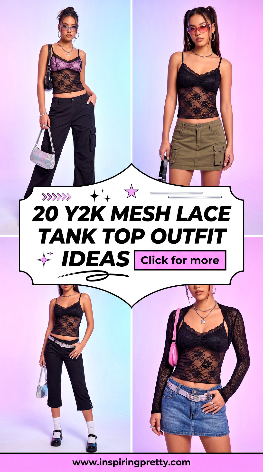 20 Y2K Mesh Lace Tank Top Outfit Ideas for Going-Out Looks - 20 Y2K Mesh Lace Tank Top Outfit Ideas for Going-Out Looks