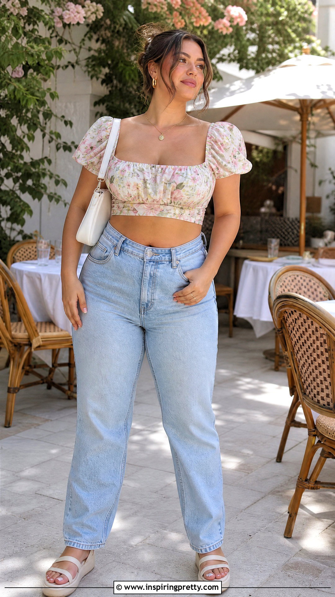 Y K Puff Sleeve Crop Top And Relaxed Jeans Outfit - 50 y2k tops outfit ideas
