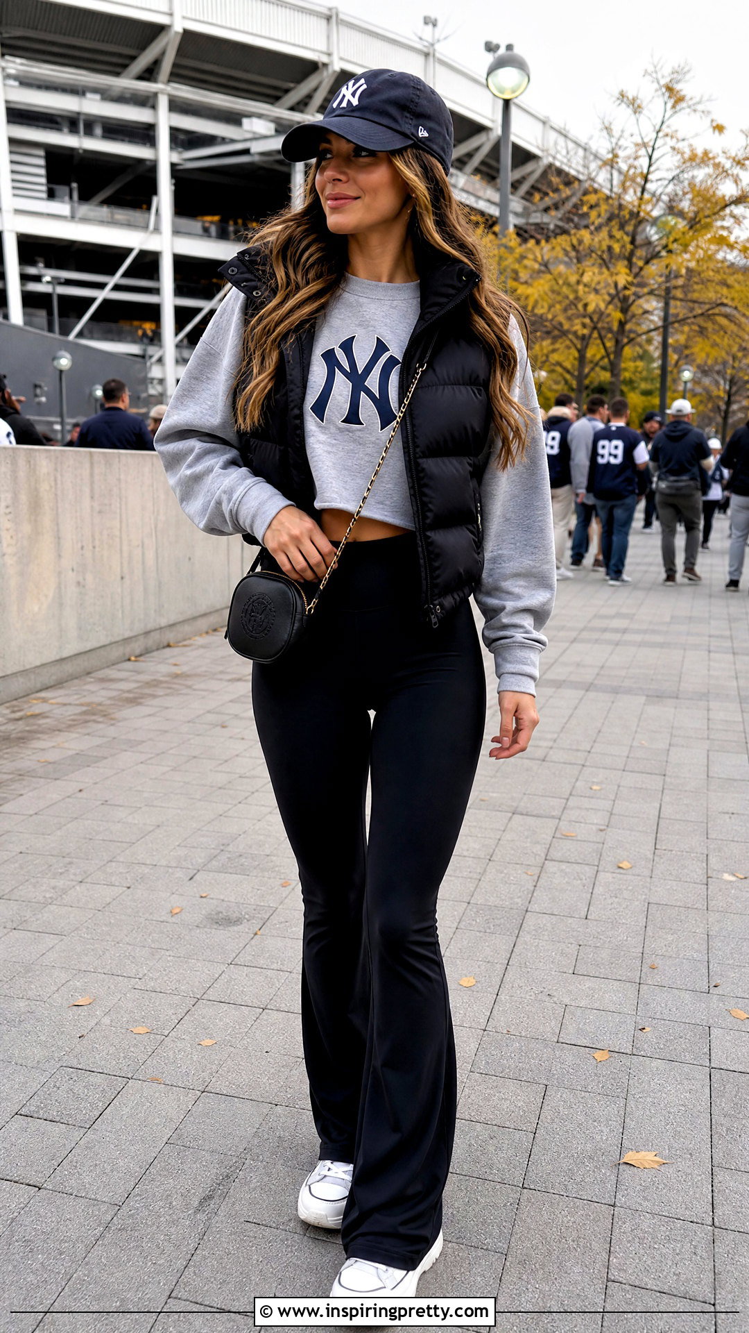 Yankees Cropped Sweatshirt With Flare Leggings - 20 new york yankees crop tops