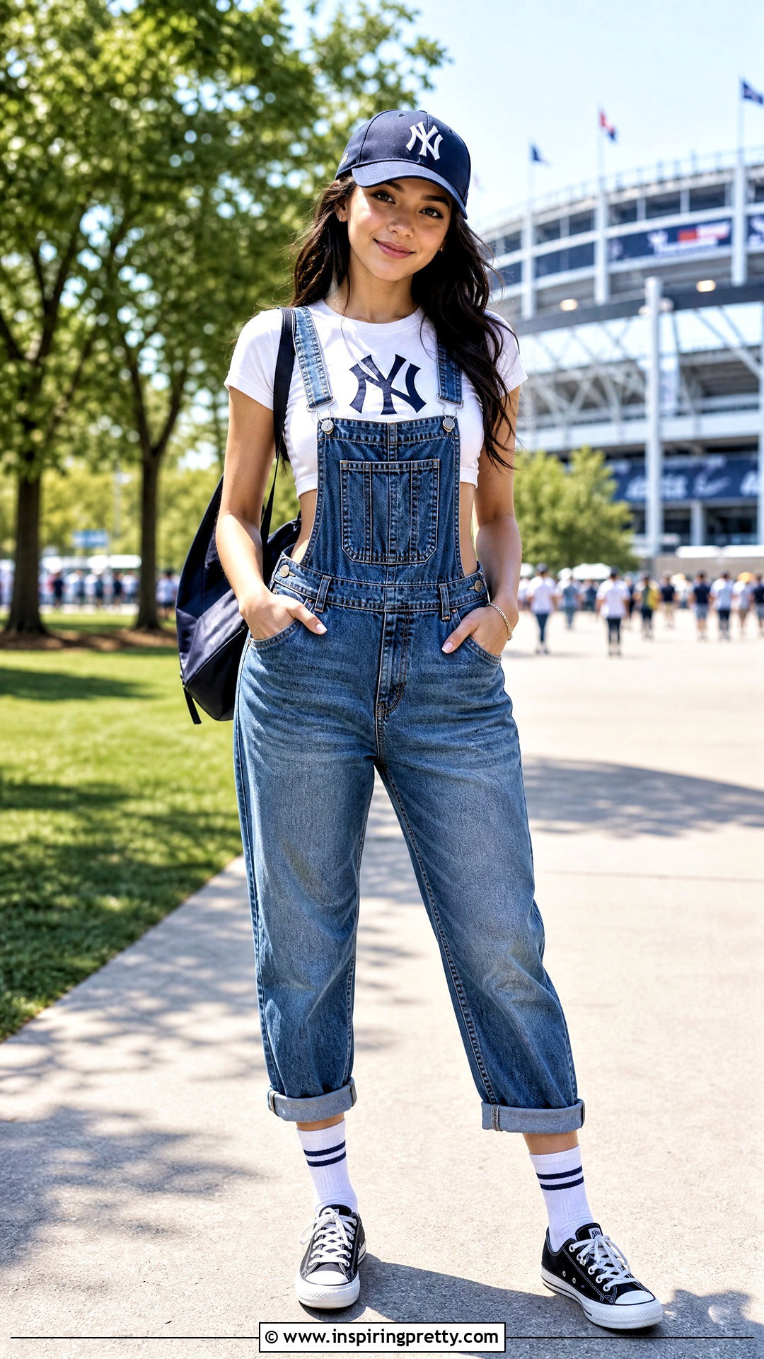 Yankees Graphic Crop Top With Overalls - 20 new york yankees crop tops