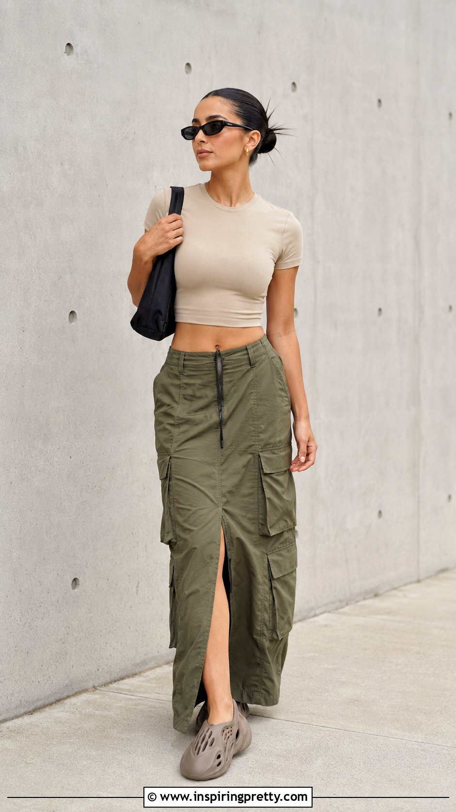 Yeezy Crop Top With Cargo Maxi Skirt - 20 Yeezy Crop Top outfit ideas